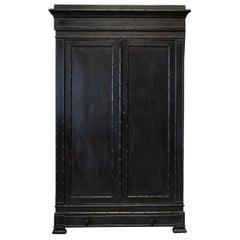 Antique 19th Century French Ebonized Faux Bamboo Armoire /Wardrobe