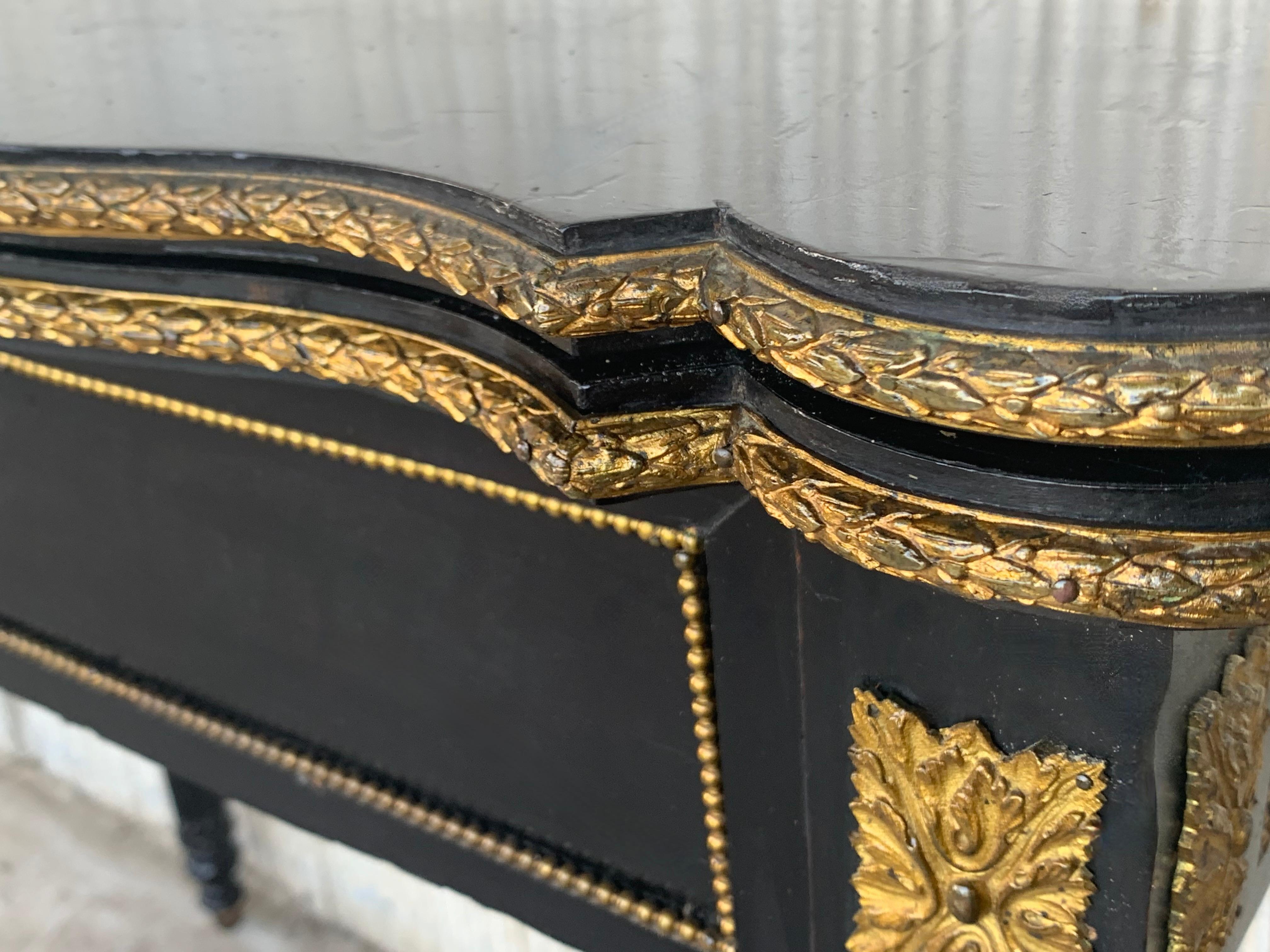 19th Century French Ebonized Folding Card Table with Bronze Mounts For Sale 5