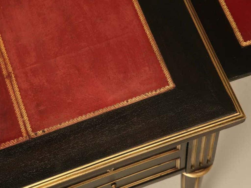 Louis XVI 19th Century French Ebonized Mahogany Napoleon III Desk with Leather Top