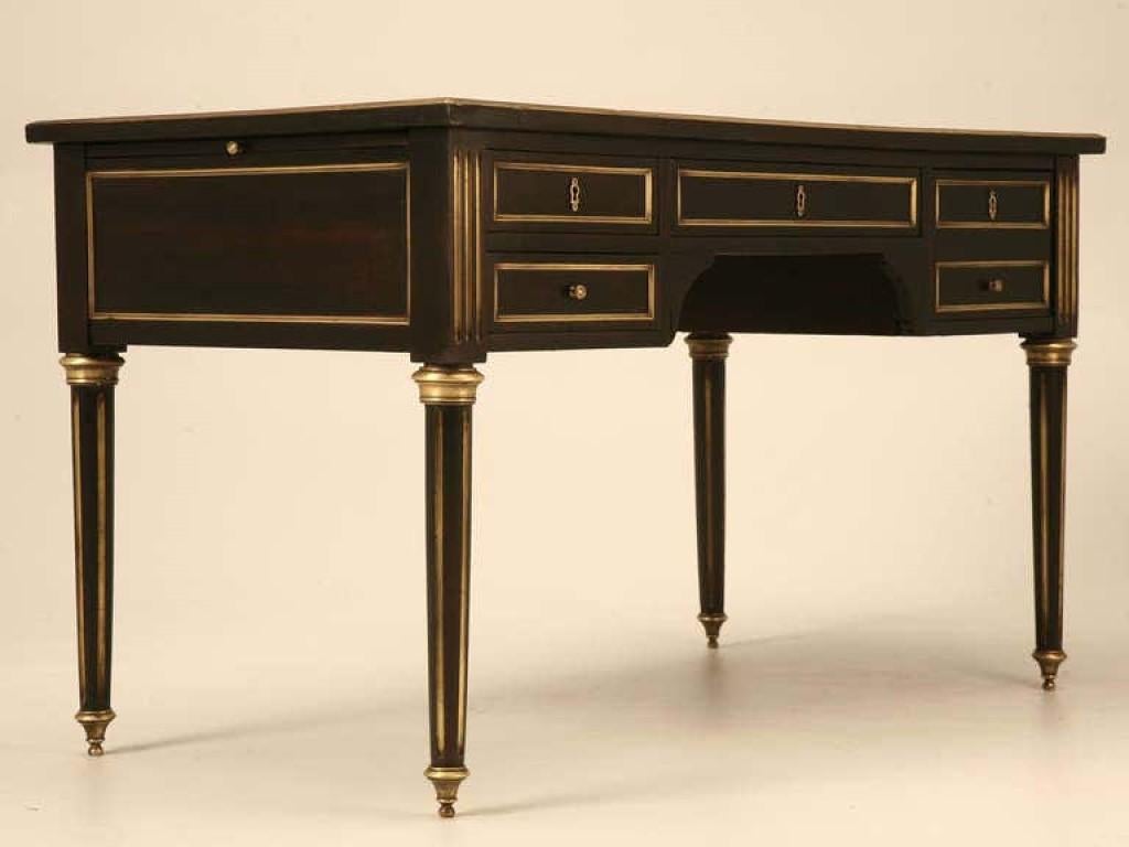 19th Century French Ebonized Mahogany Napoleon III Desk with Leather Top 3