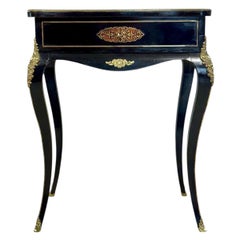 Tavolo da toilette francese del XIX secolo in ebano con montature in bronzo dorato