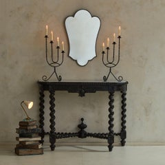 19th Century French Ebonized Wood Barley Twist Console Table with Carrara Marble