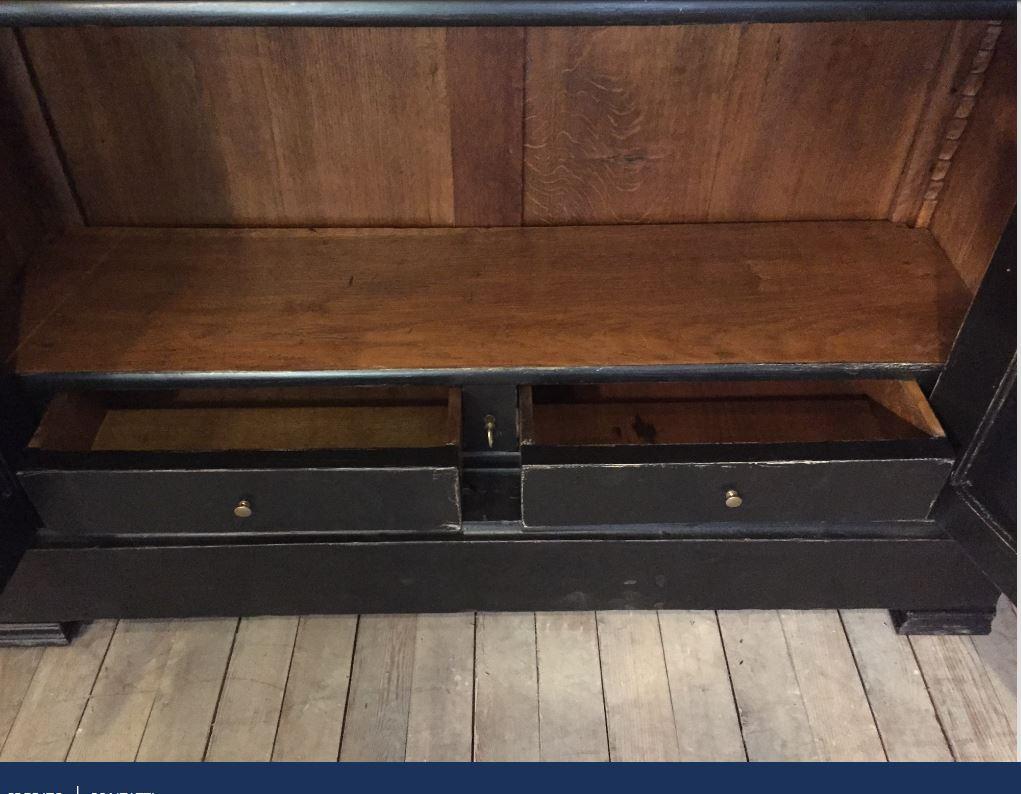 19th Century French Ebonized Wood Vitrine with Shelves and Drawers, 1890s 3