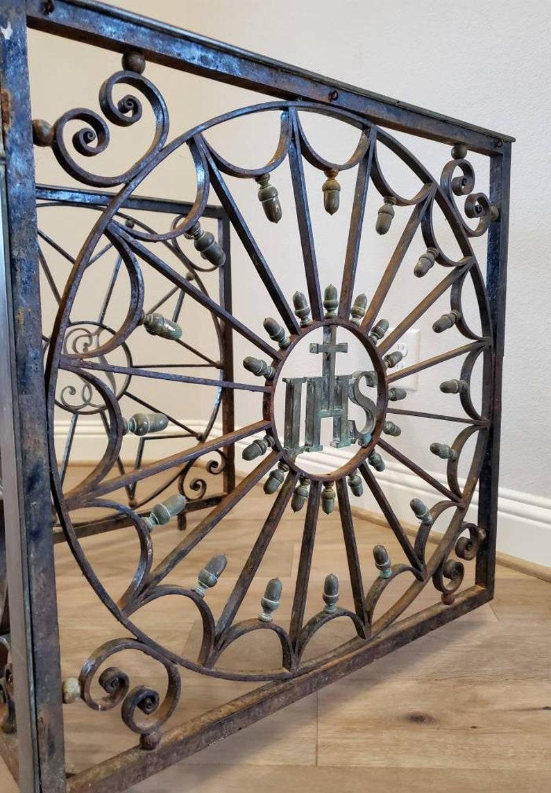 19th Century French Ecclesiastical Iron & Bronze Altar Rail In Good Condition For Sale In Forney, TX