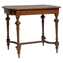 19th Century French Eclectic Side Table with Dark Wood and Turned Legs