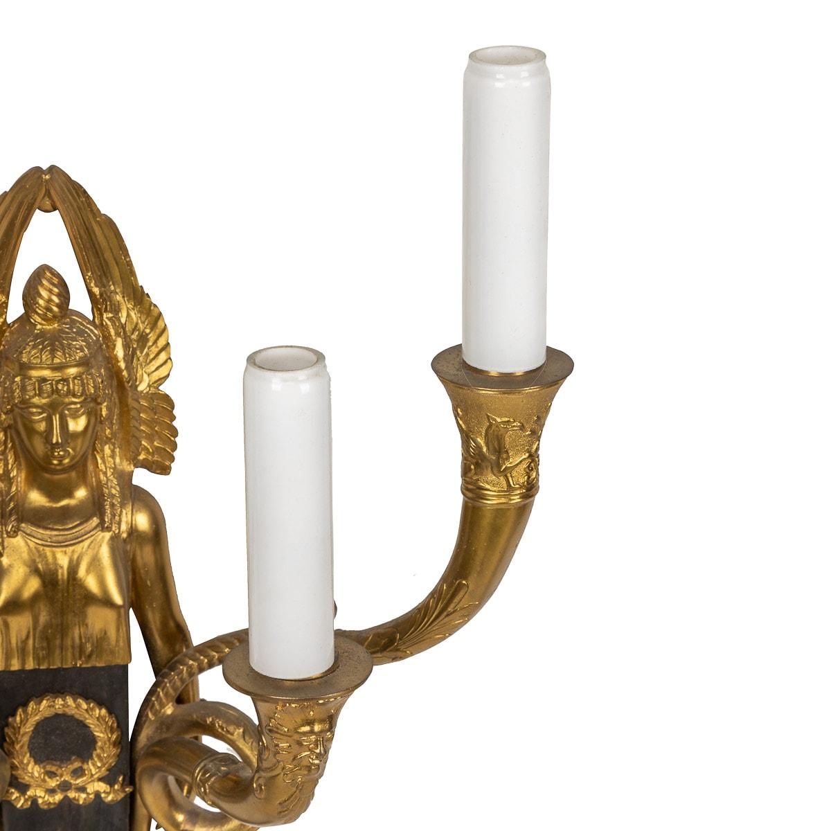 19th Century French Egyptian Revival Part Ormolu D'appliques Wall Lights, c 1830 For Sale 5