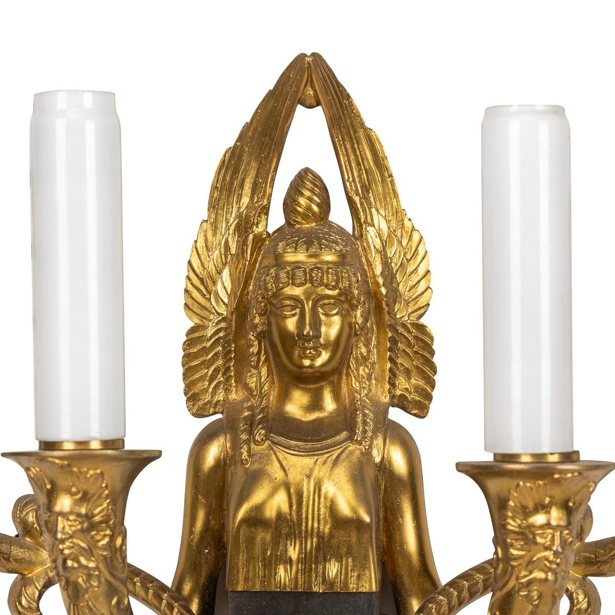 19th Century French Egyptian Revival Part Ormolu D'appliques Wall Lights, c 1830 For Sale 1