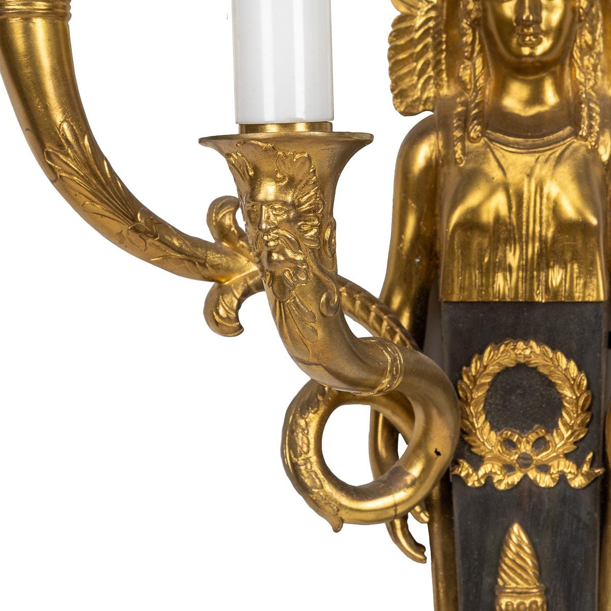 19th Century French Egyptian Revival Part Ormolu D'appliques Wall Lights, c 1830 For Sale 4