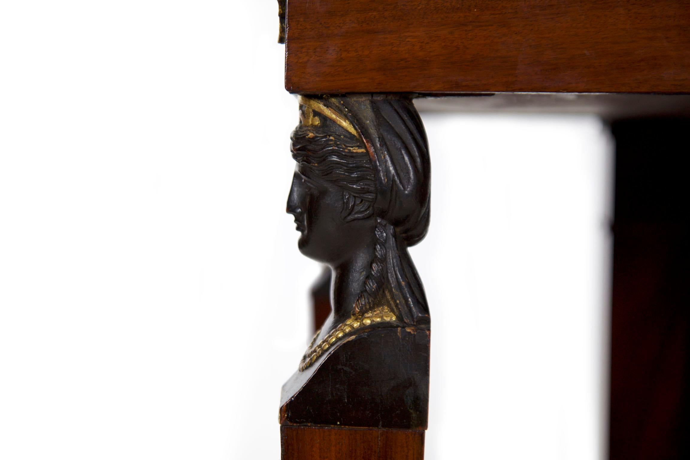 19th Century French Egyptian Revival Pier Table with Marble Top 6