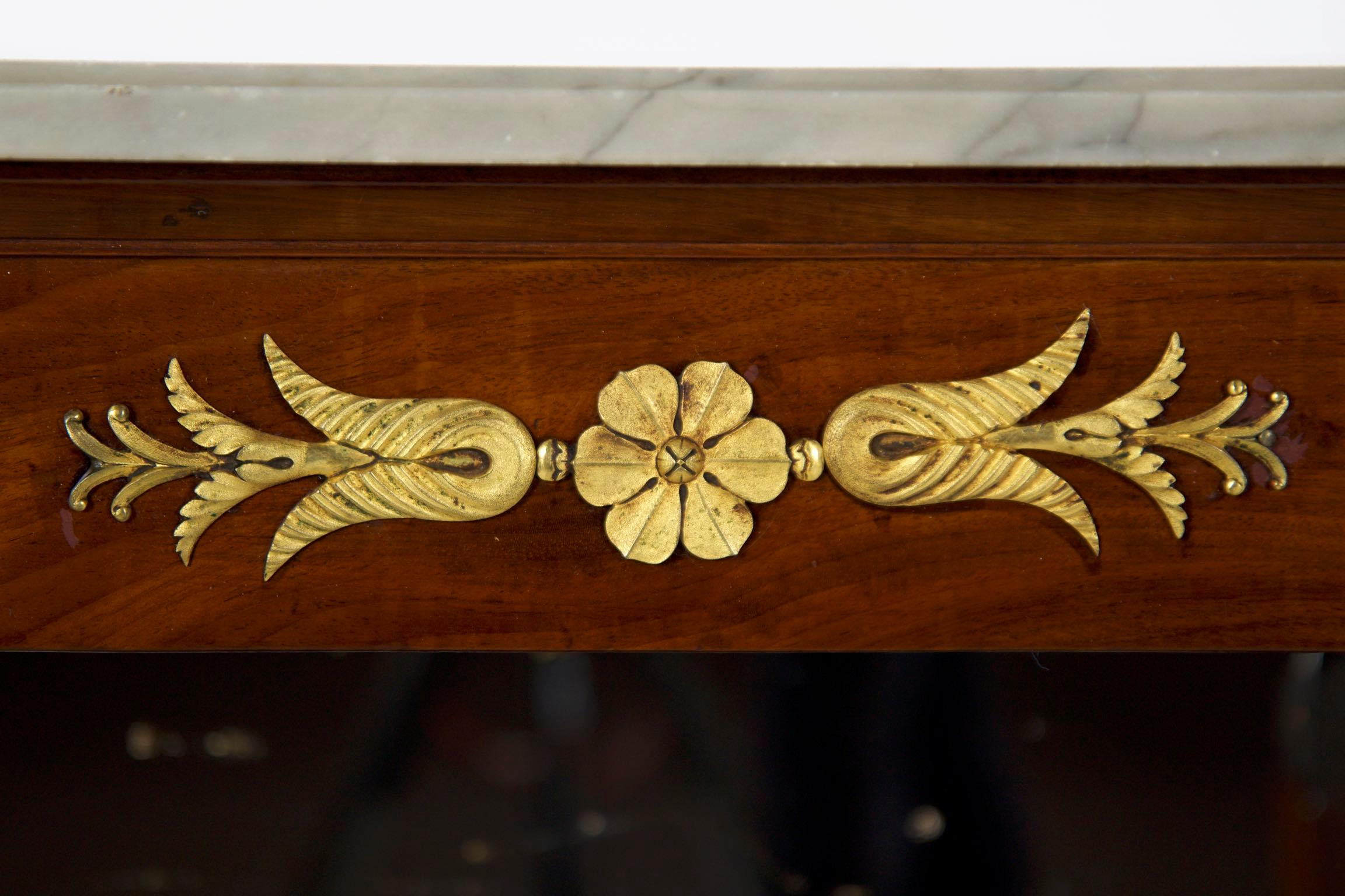 Bronze 19th Century French Egyptian Revival Pier Table with Marble Top