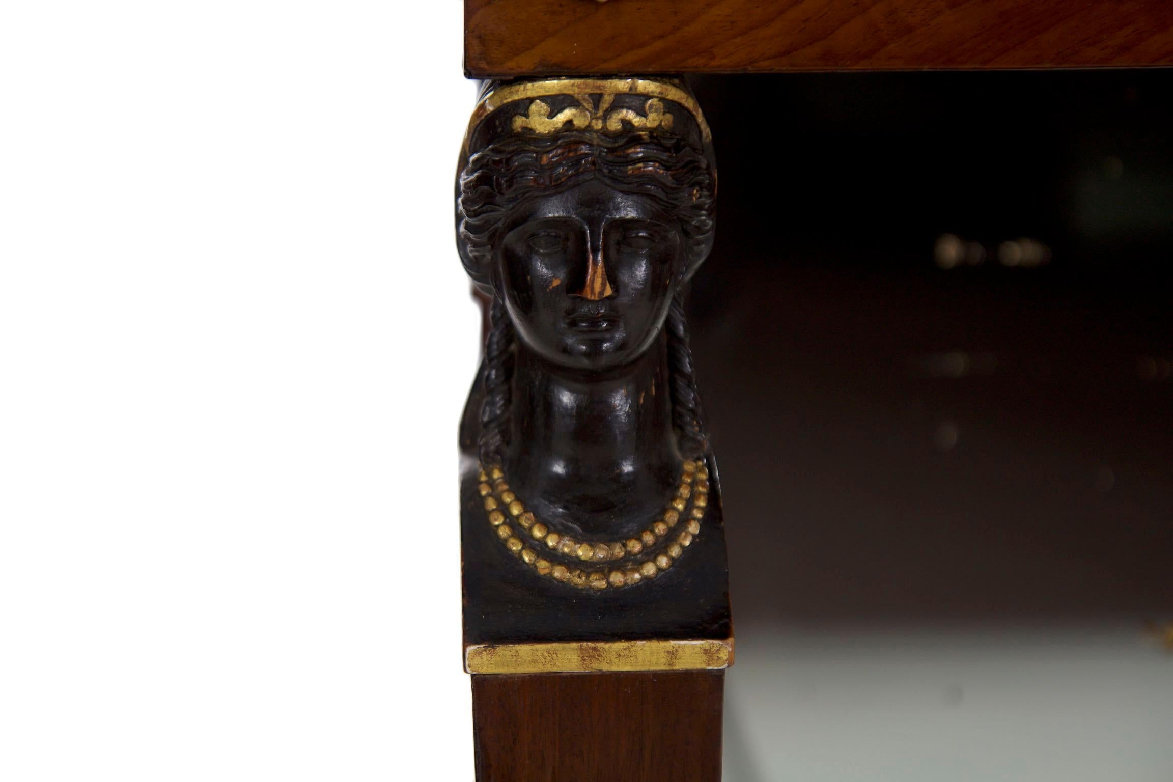 19th Century French Egyptian Revival Pier Table with Marble Top 1