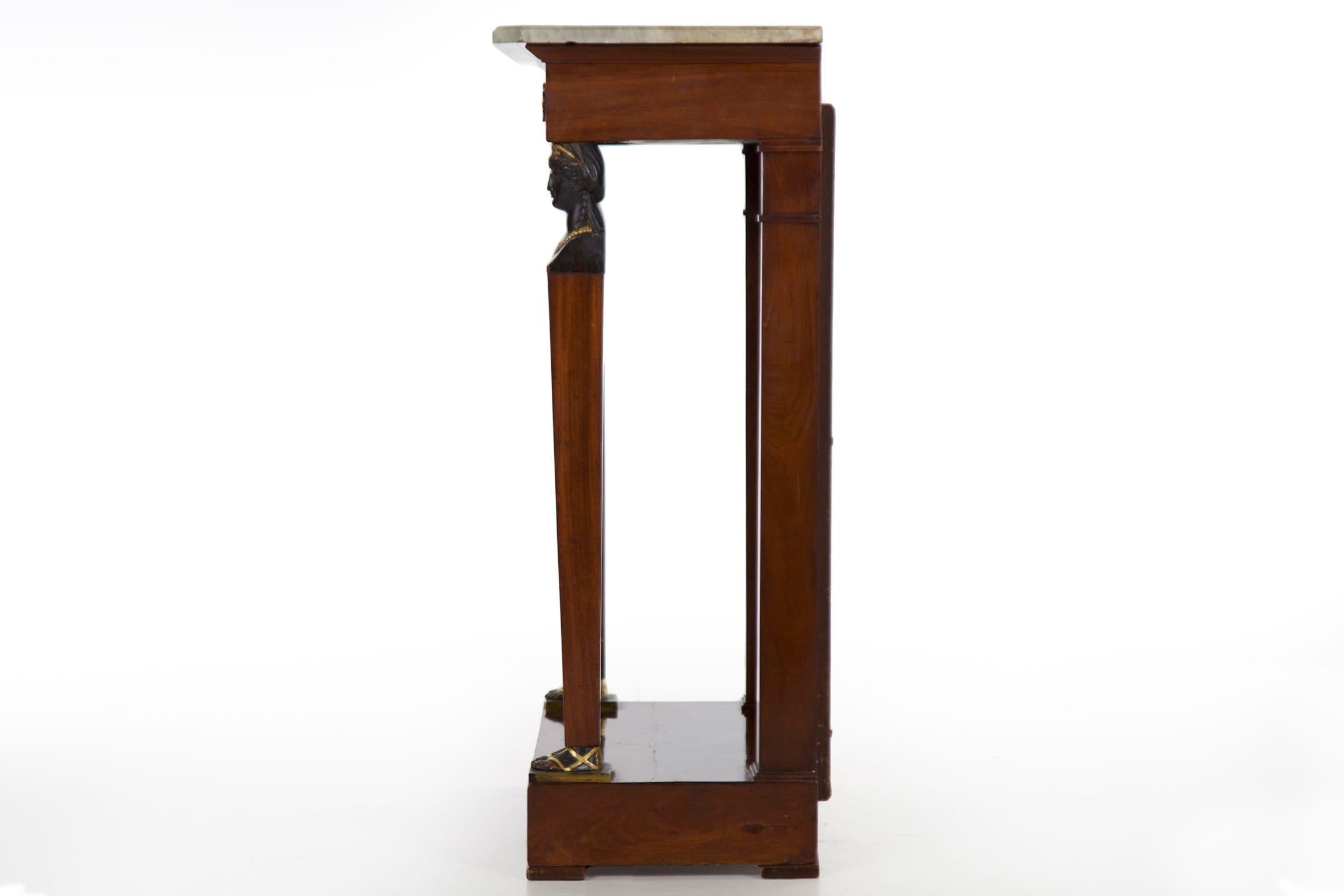 19th Century French Egyptian Revival Pier Table with Marble Top 3