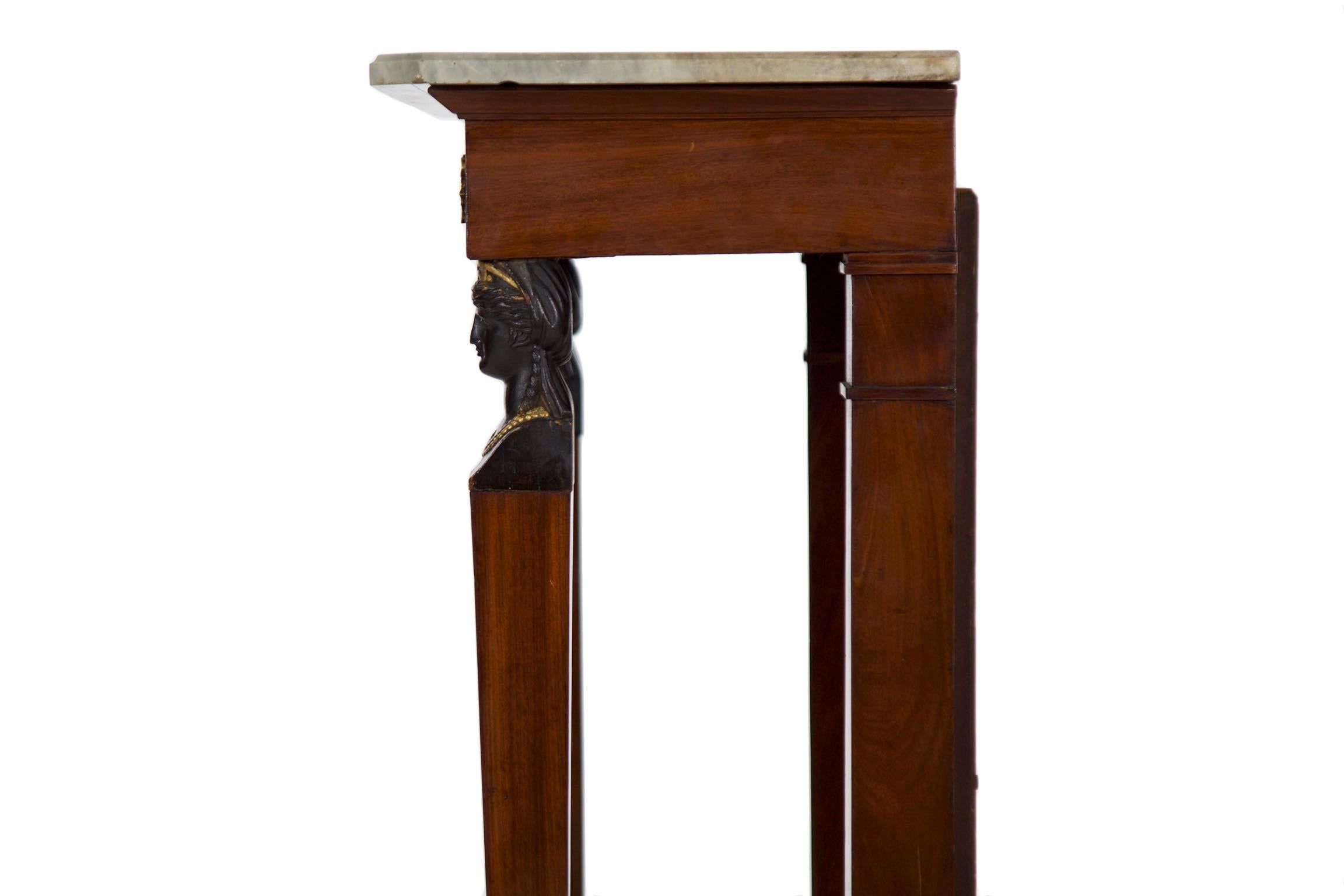 19th Century French Egyptian Revival Pier Table with Marble Top 4
