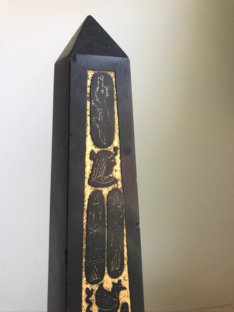 19th Century French Egyptian Revival Slate and Gilt Obelisk For Sale 4