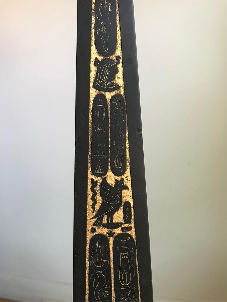19th Century French Egyptian Revival Slate and Gilt Obelisk In Good Condition In Stamford, CT