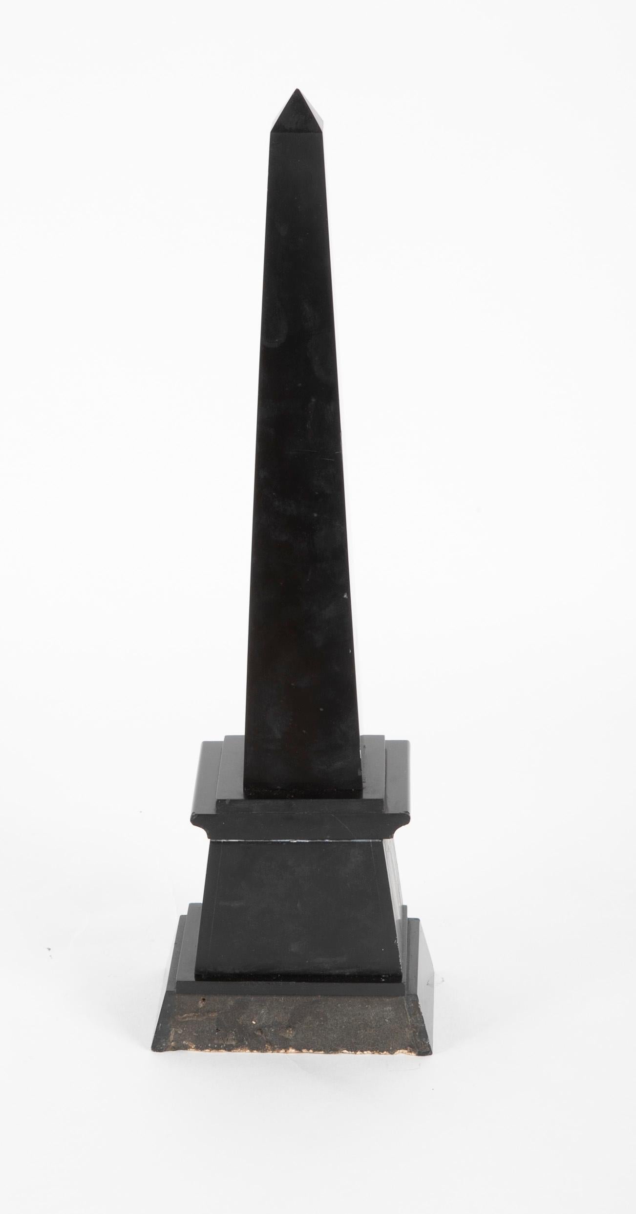 19th Century French Egyptian Revival Slate and Gilt Obelisk For Sale 1