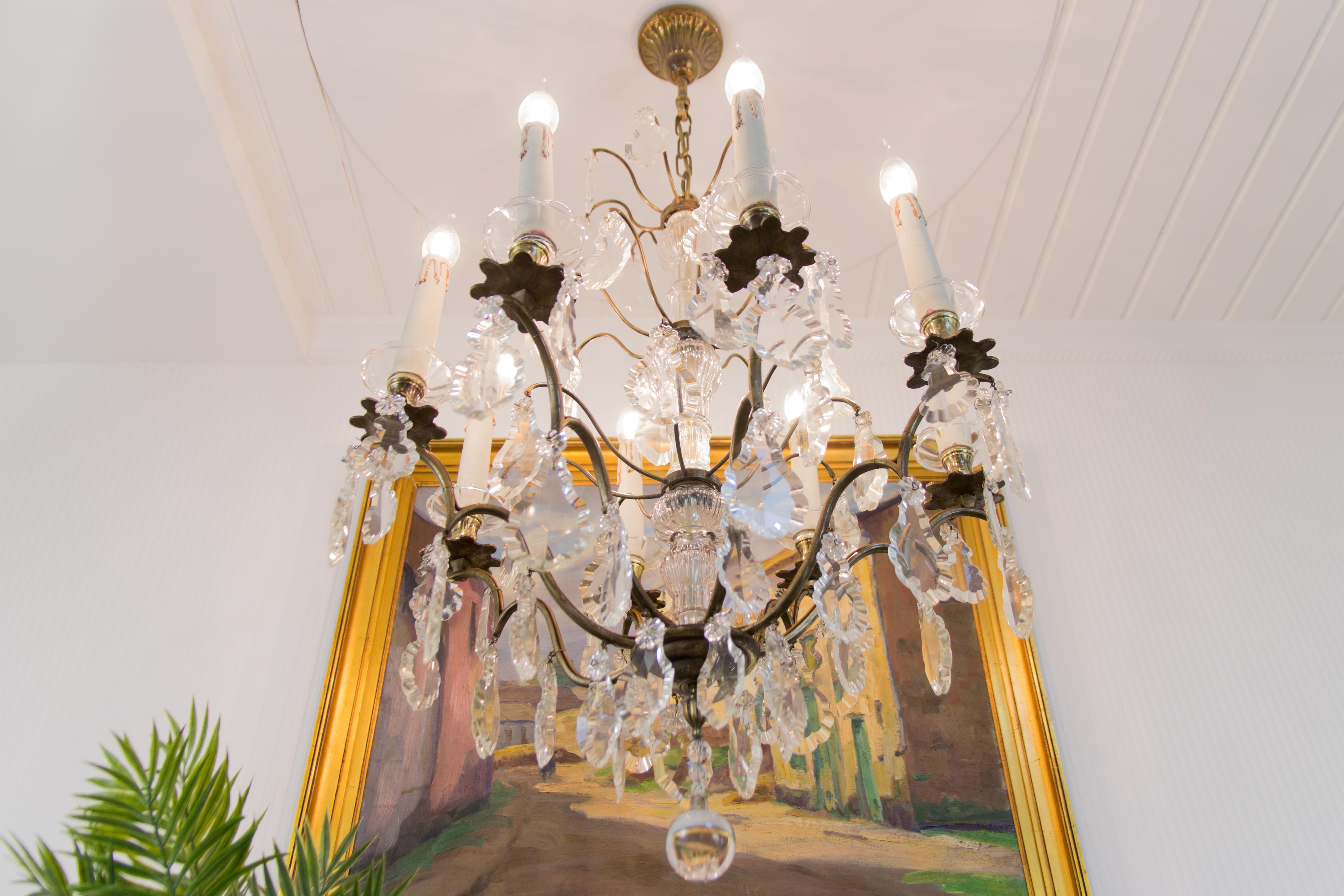 19th Century French Eight–Light Crystal and Bronze Chandelier 7