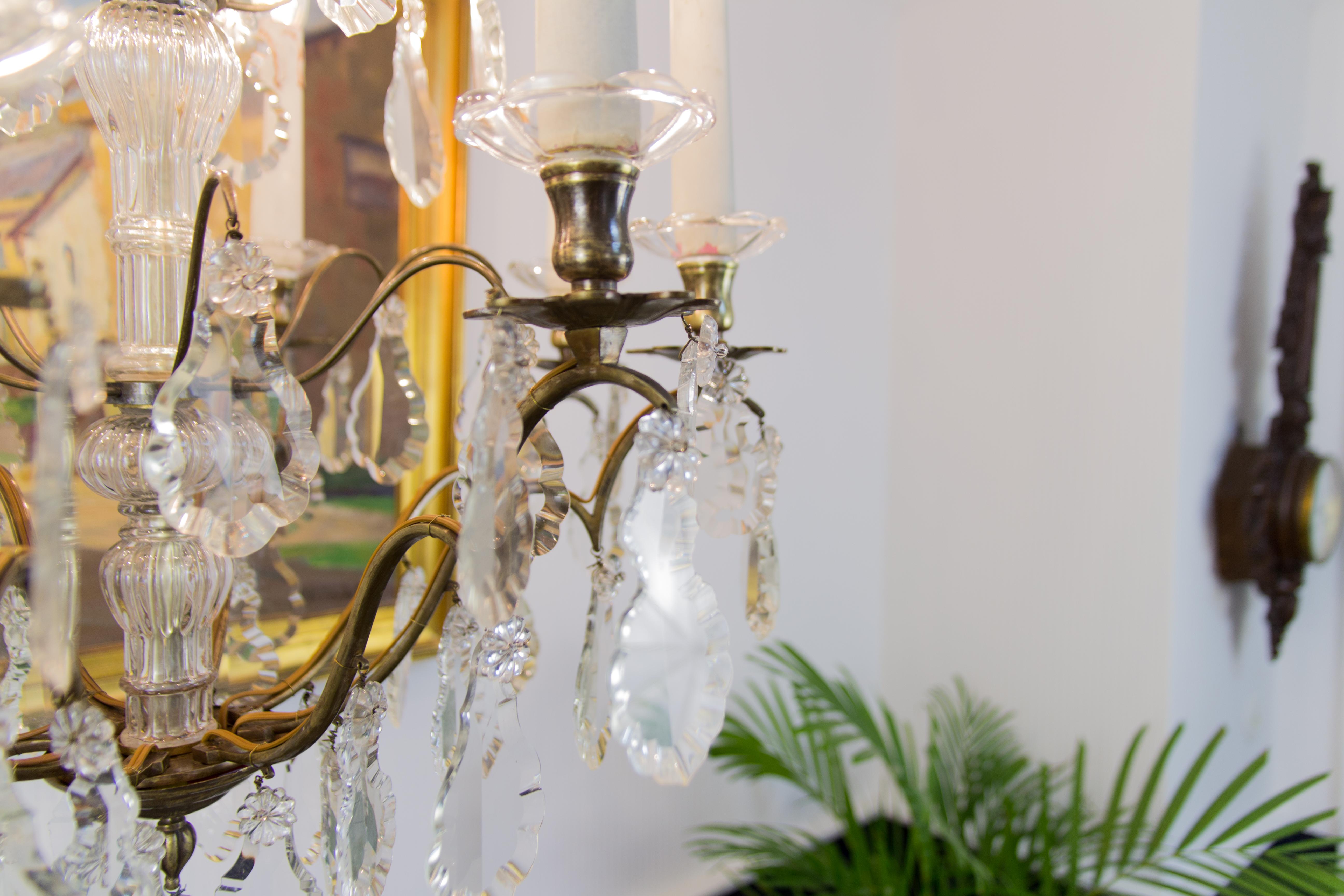 19th Century French Eight–Light Crystal and Bronze Chandelier 9