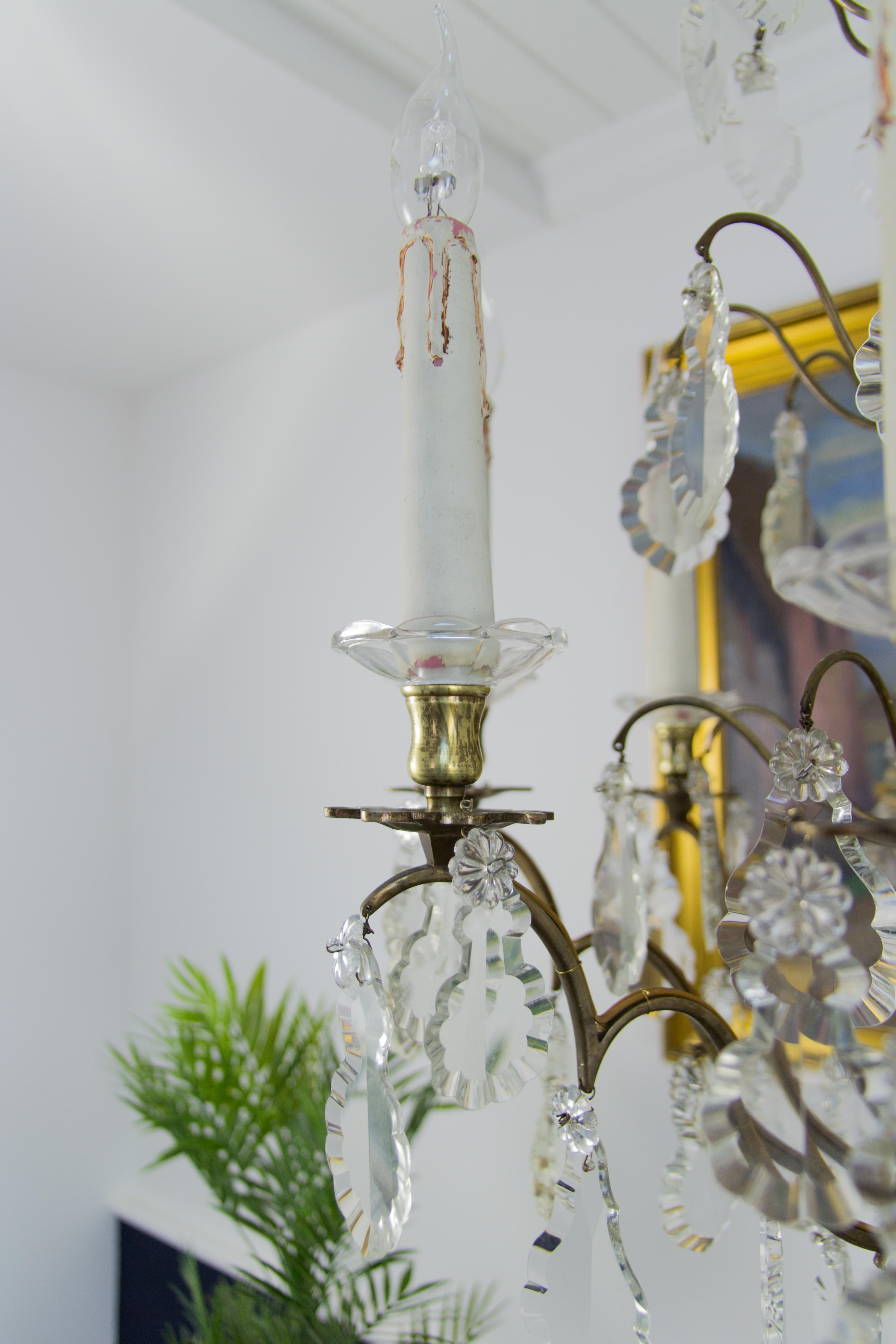 19th Century French Eight–Light Crystal and Bronze Chandelier 10