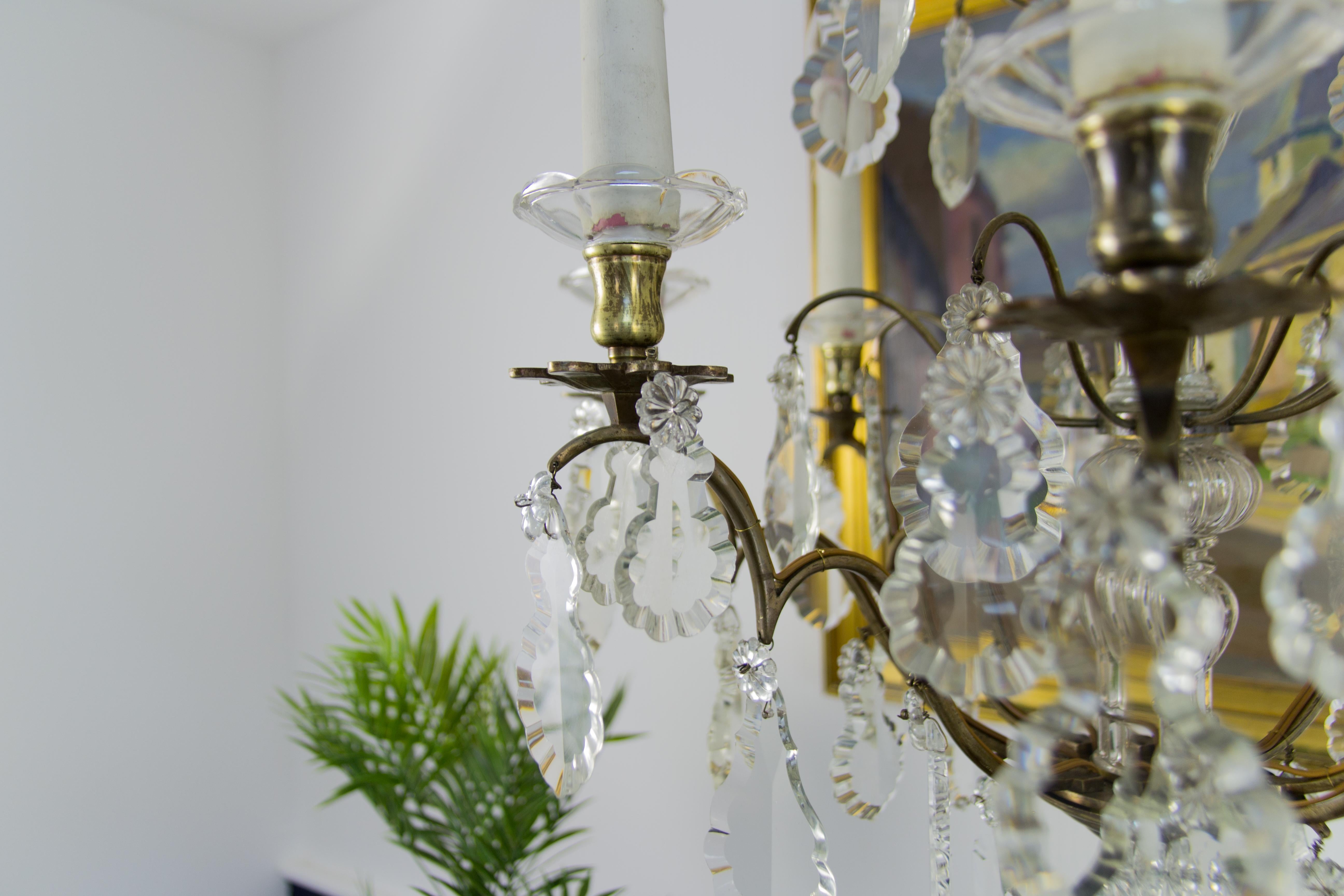 19th Century French Eight–Light Crystal and Bronze Chandelier 11