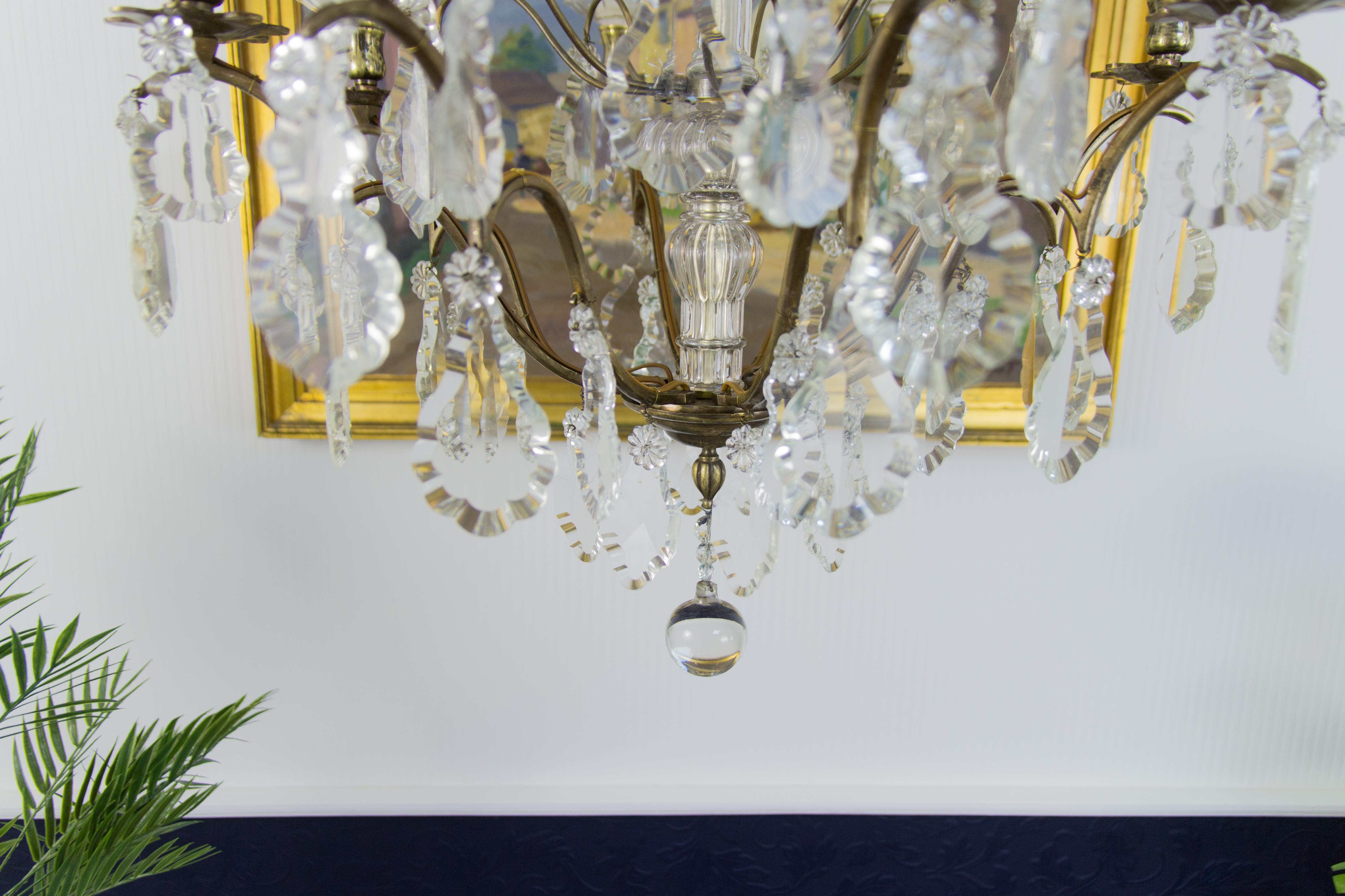 19th Century French Eight–Light Crystal and Bronze Chandelier 12