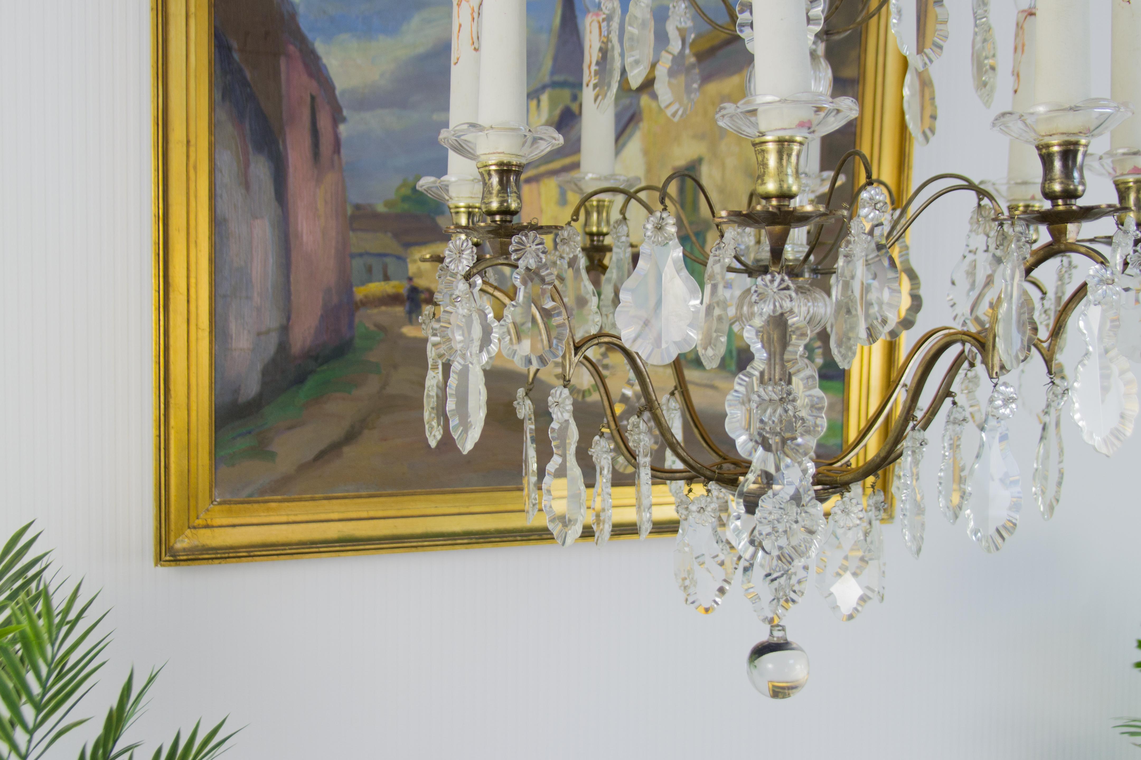 19th Century French Eight–Light Crystal and Bronze Chandelier 13