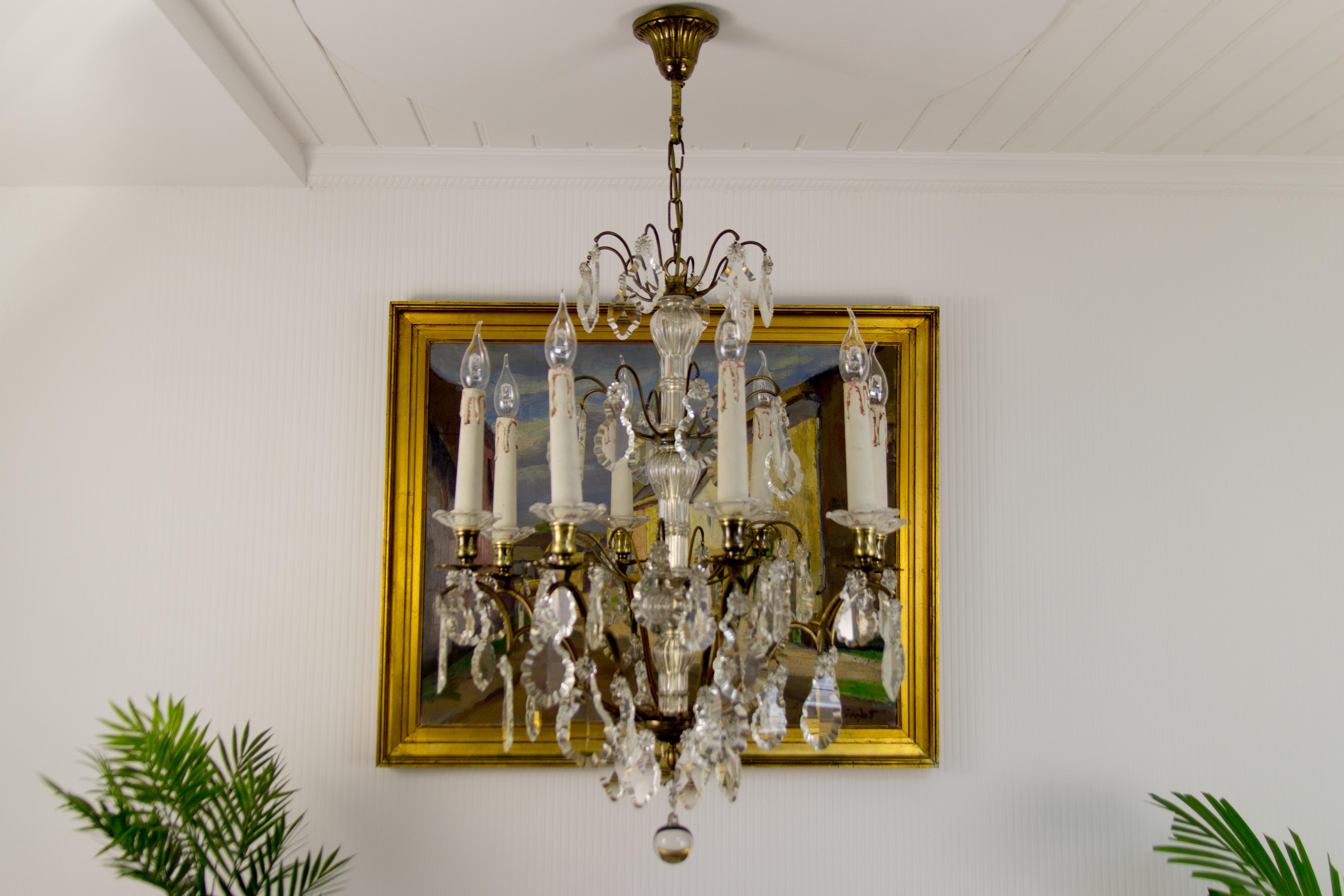 19th Century French Eight–Light Crystal and Bronze Chandelier 14