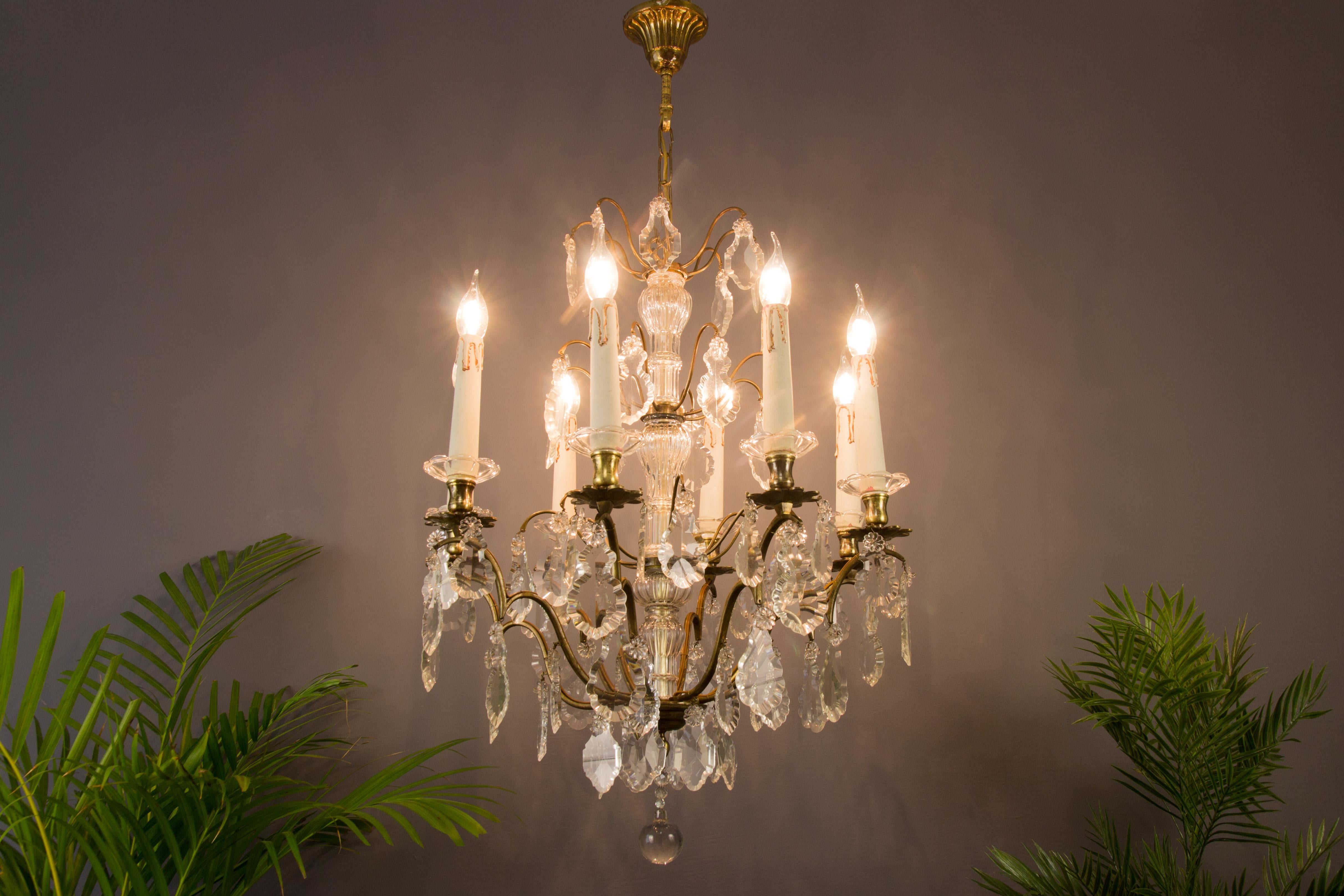 19th Century French Eight–Light Crystal and Bronze Chandelier 15