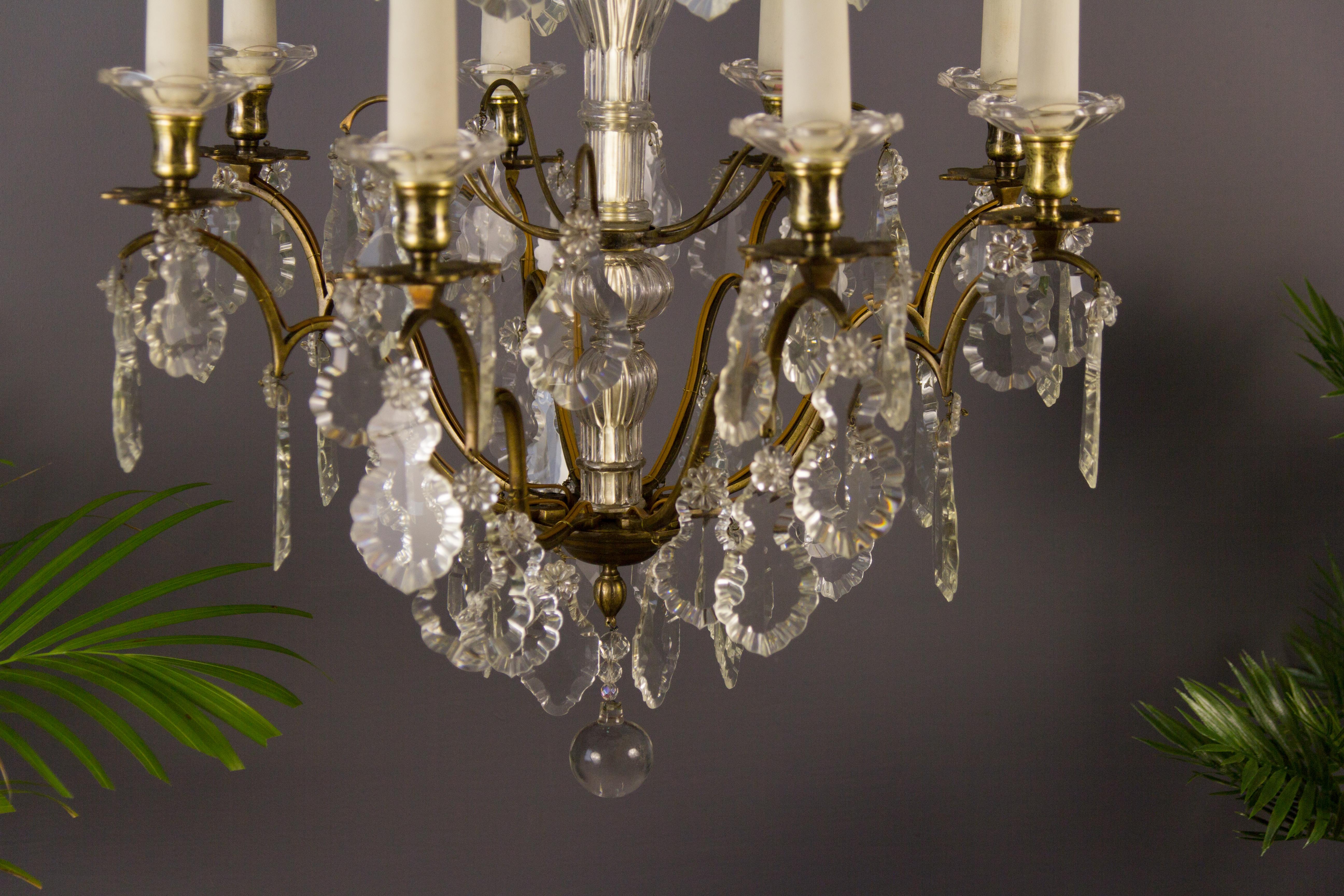 19th Century French Eight–Light Crystal and Bronze Chandelier 2