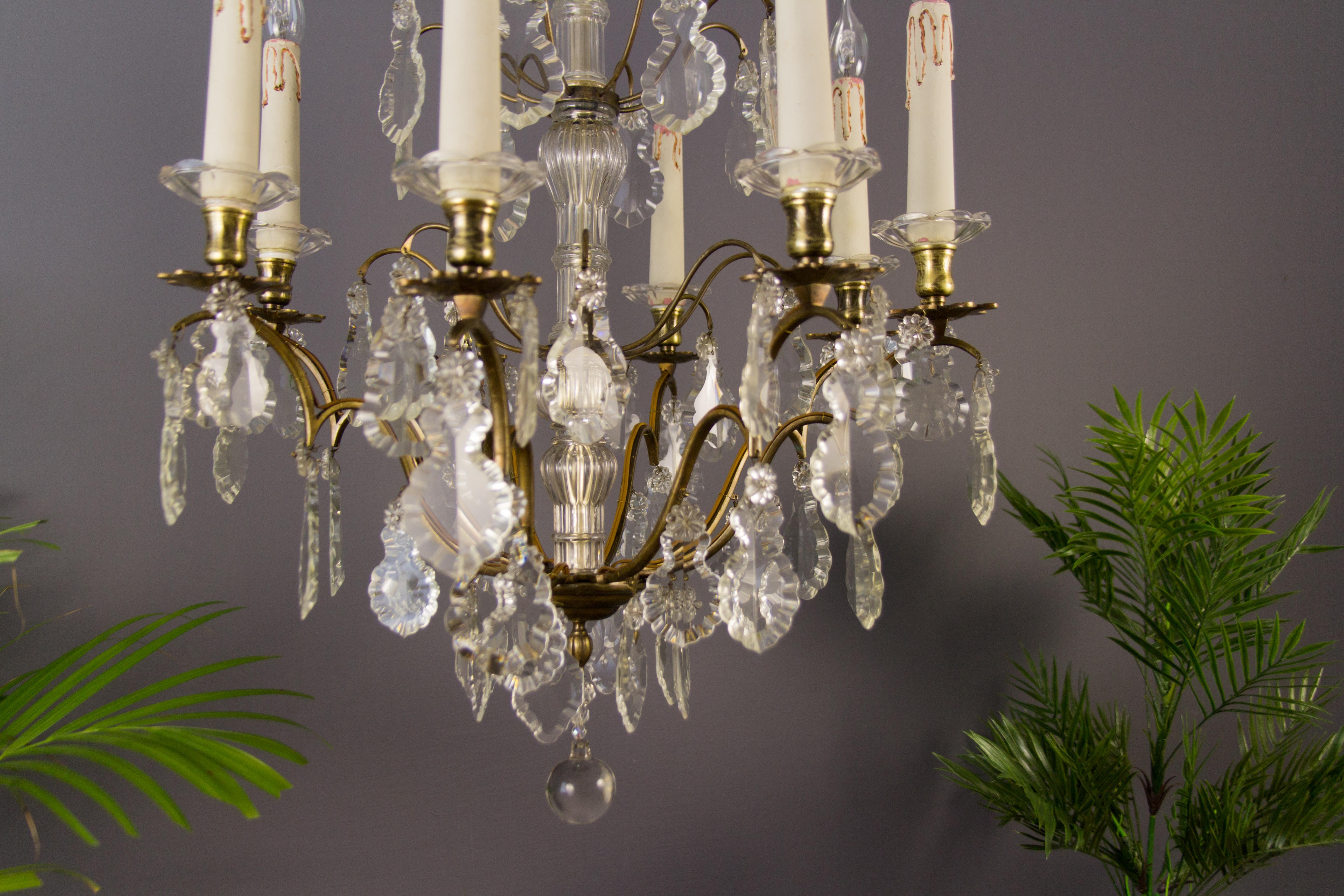 19th Century French Eight–Light Crystal and Bronze Chandelier 3