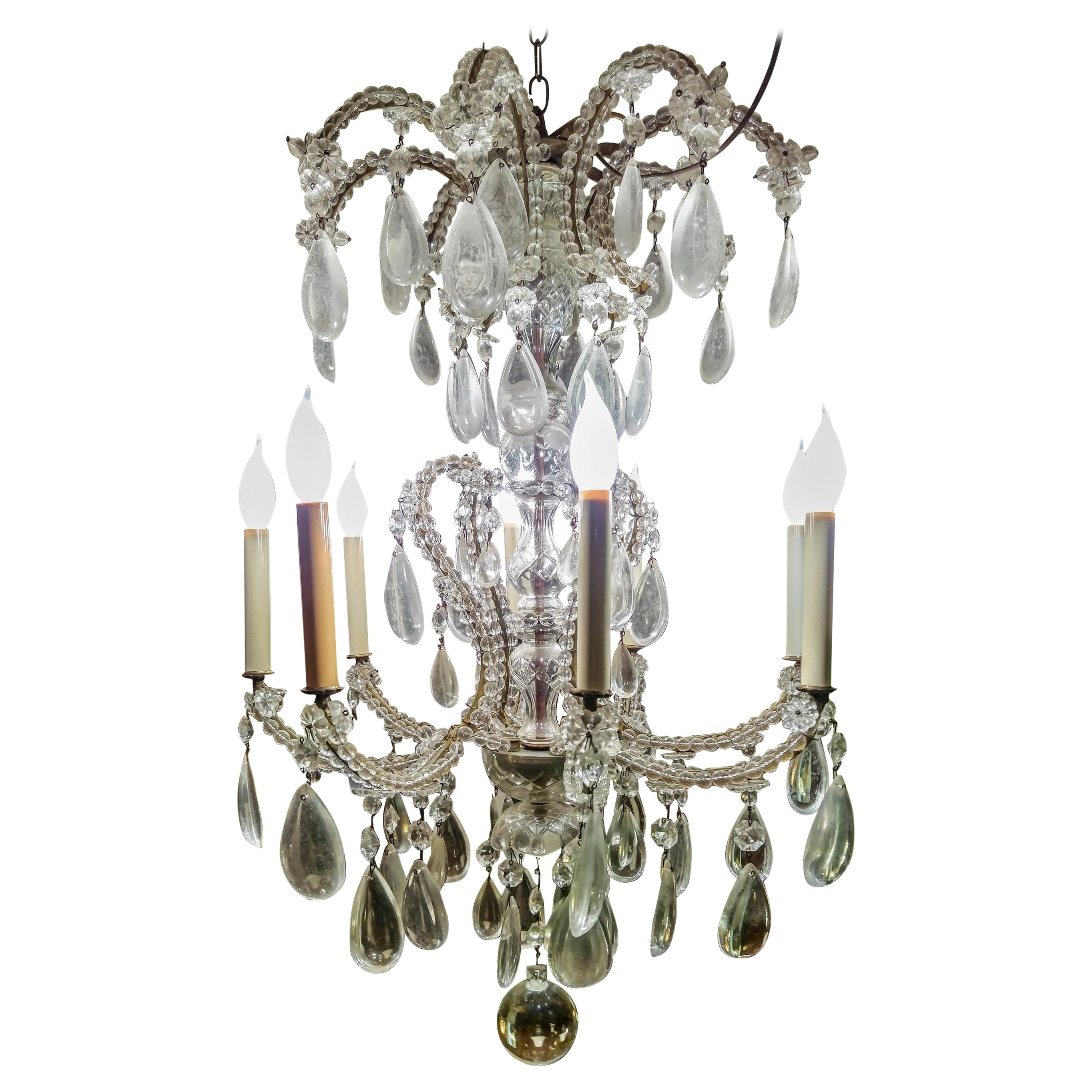 19th Century French Eight-Light Crystal Chandelier