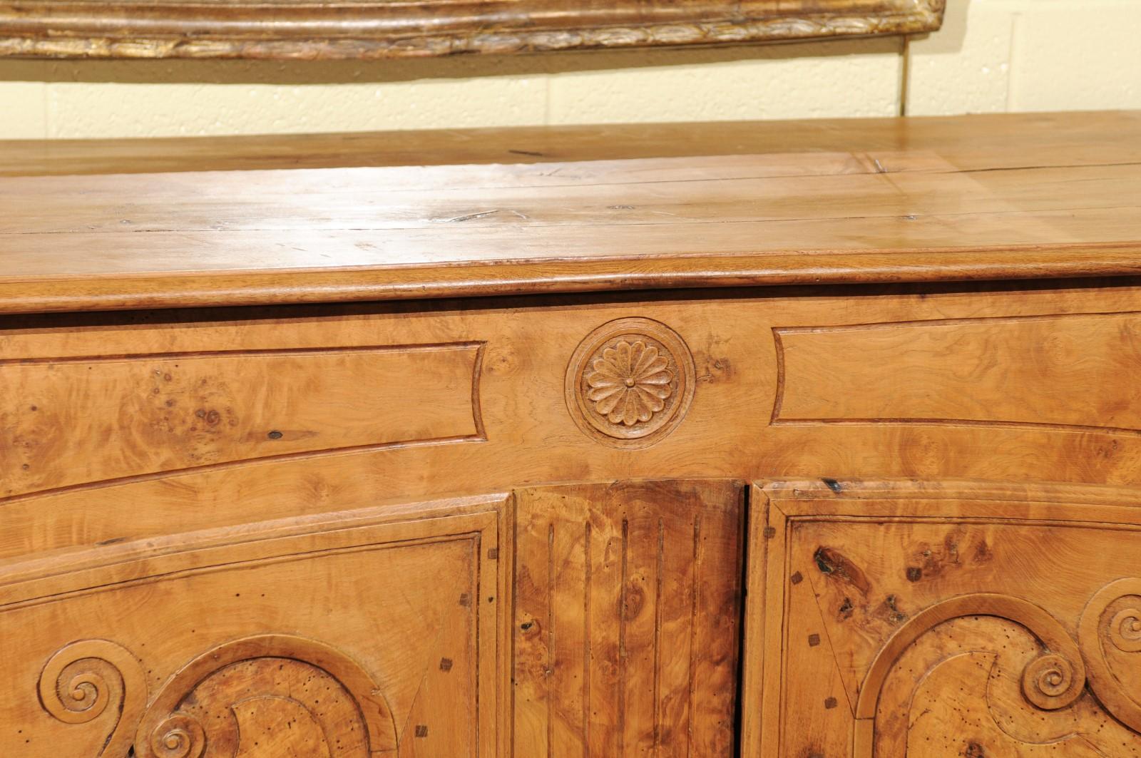 19th Century French Elm Buffet with Flower & Urn Carving For Sale 8