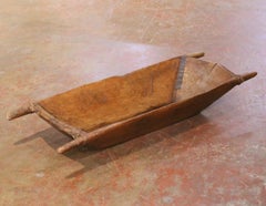 19th Century French Elm Dough Bowl with Hand-Carved Handle