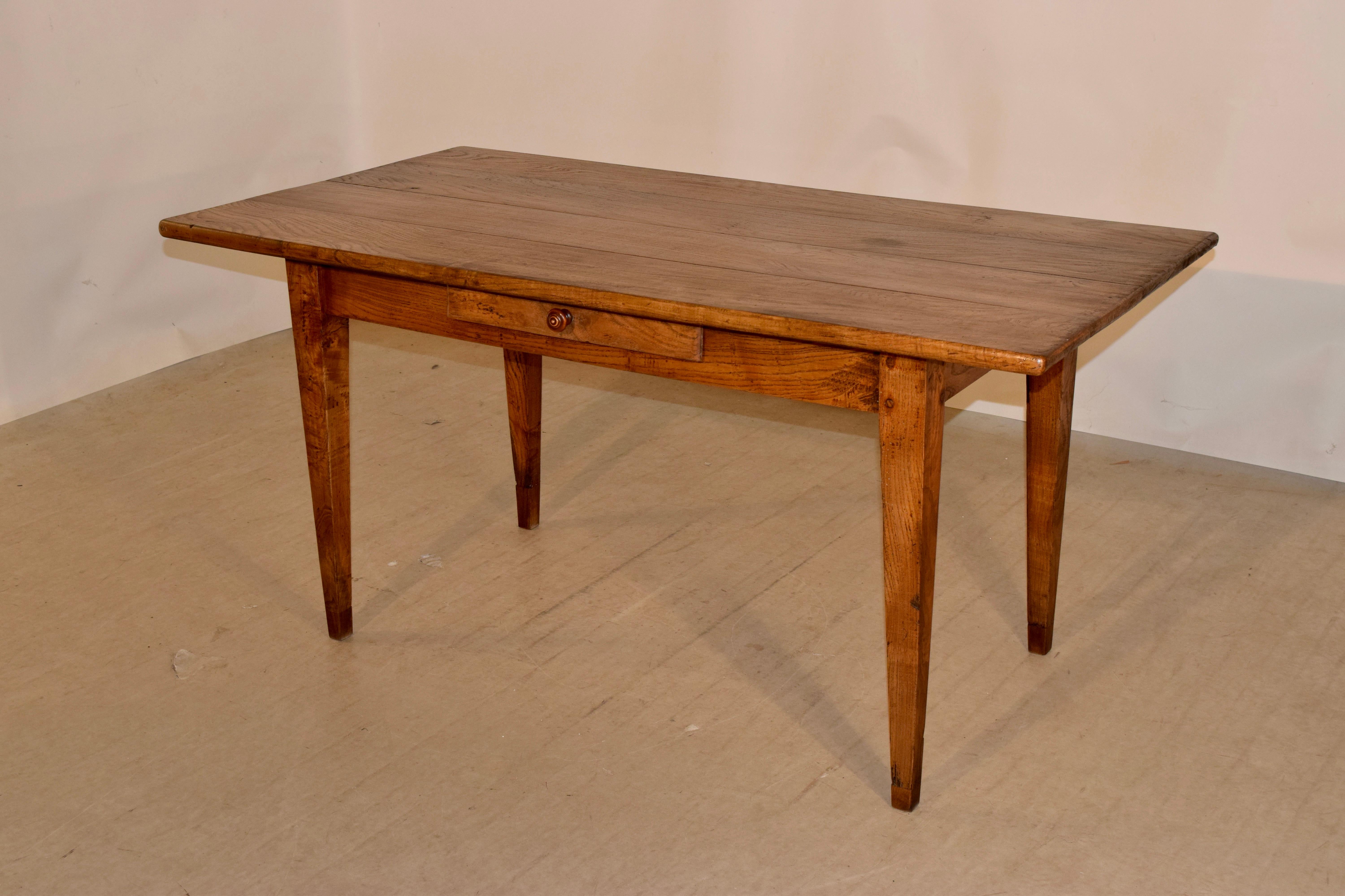 19th Century French Elm Farm Table In Good Condition In High Point, NC