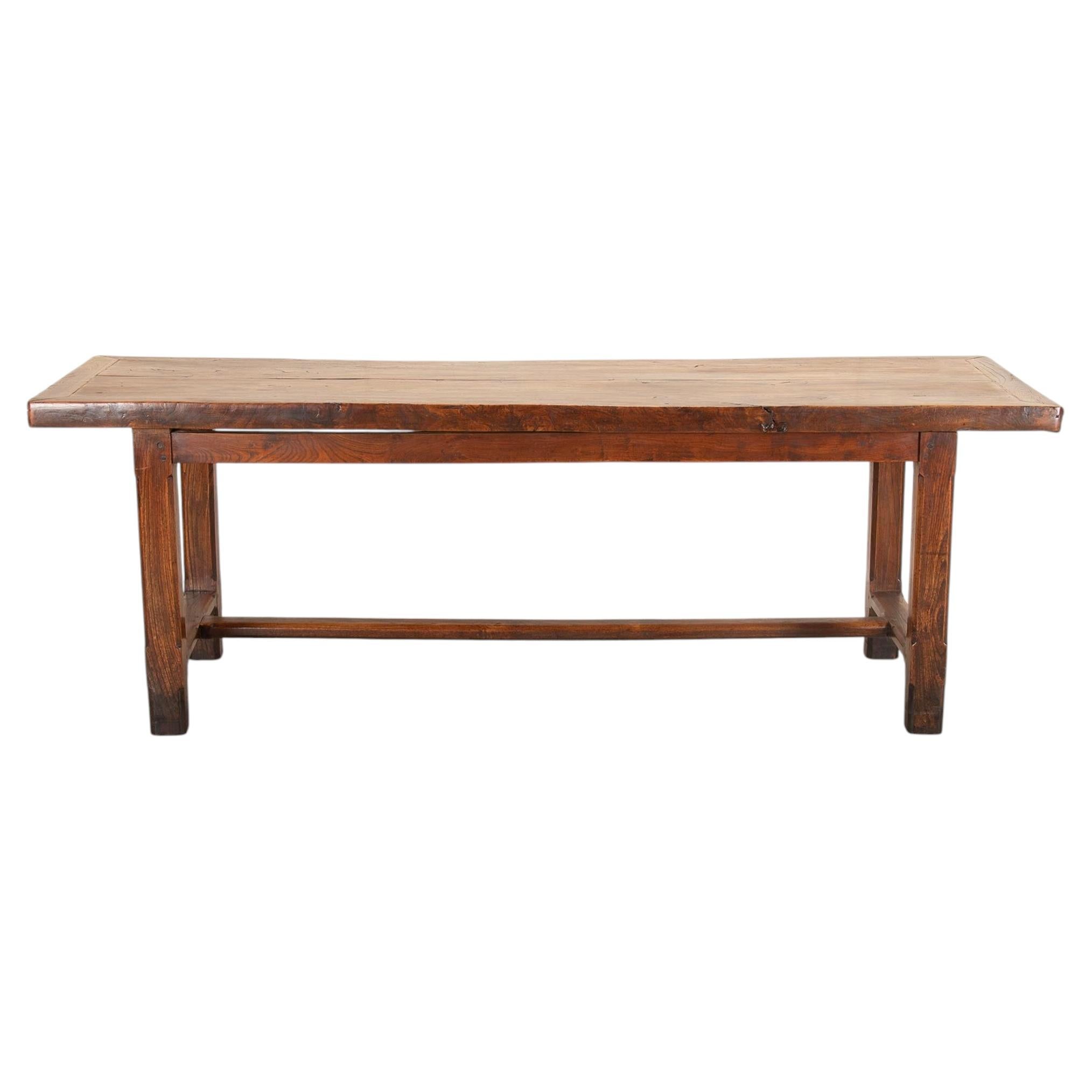 19th Century French Elm Farmhouse Table For Sale