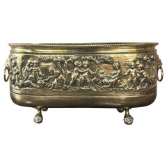 Antique 19th Century French Embossed Brass Jardinière