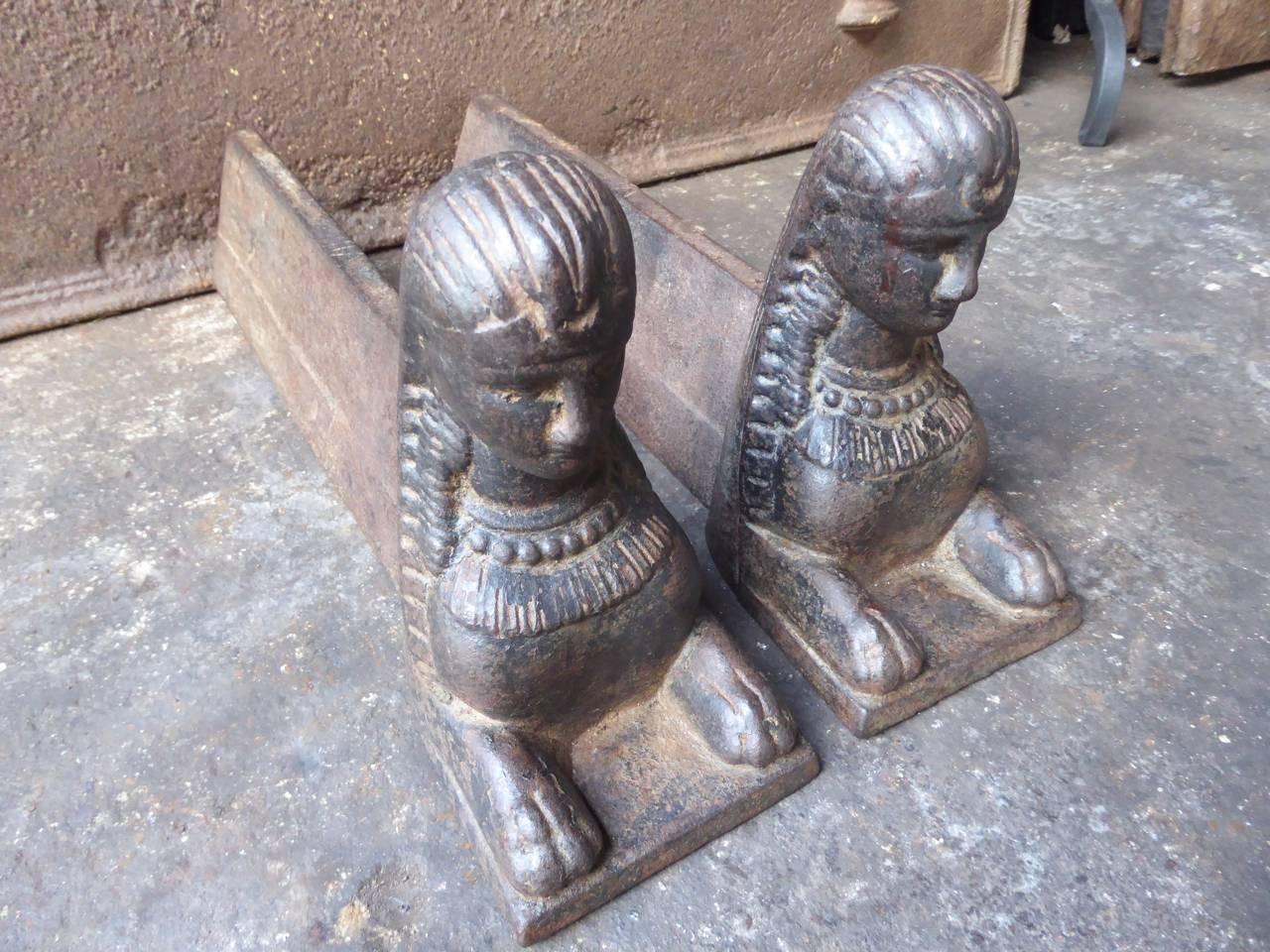 Cast 19th Century French Empire Andirons or Firedogs