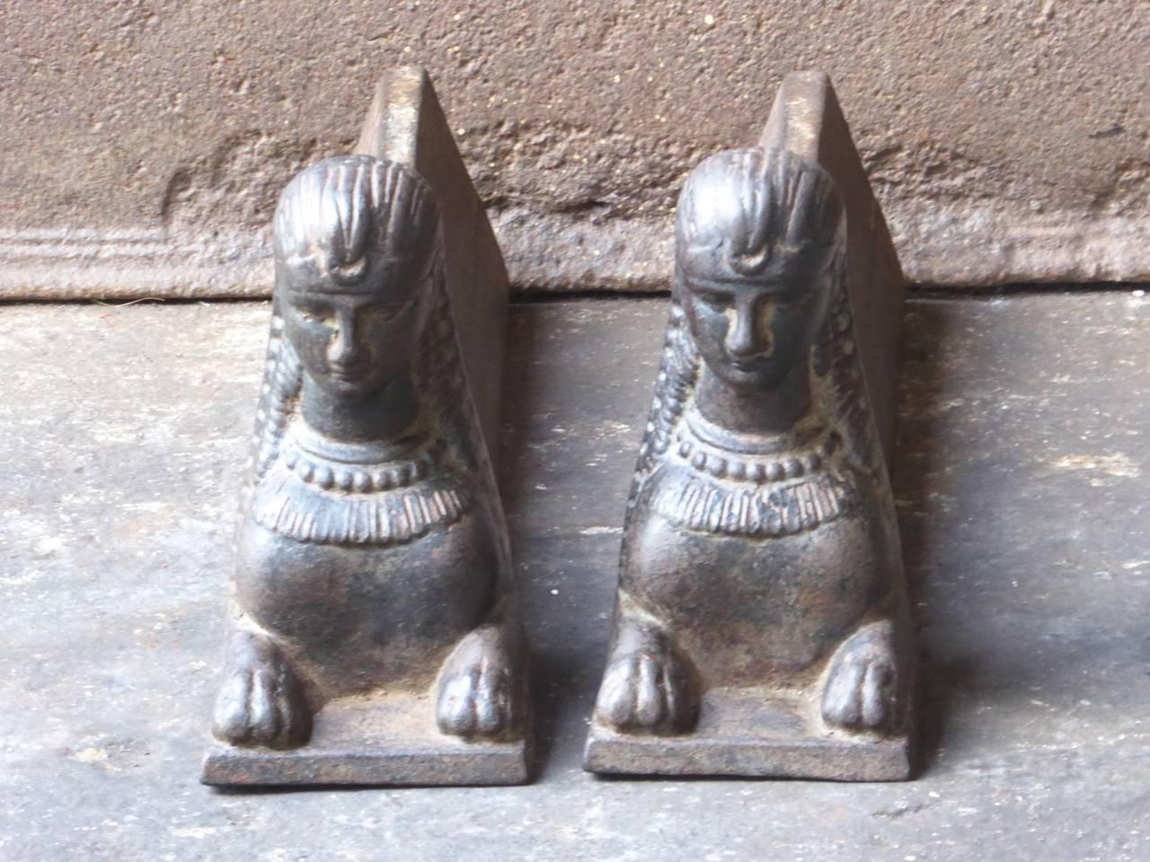 Iron 19th Century French Empire Andirons or Firedogs
