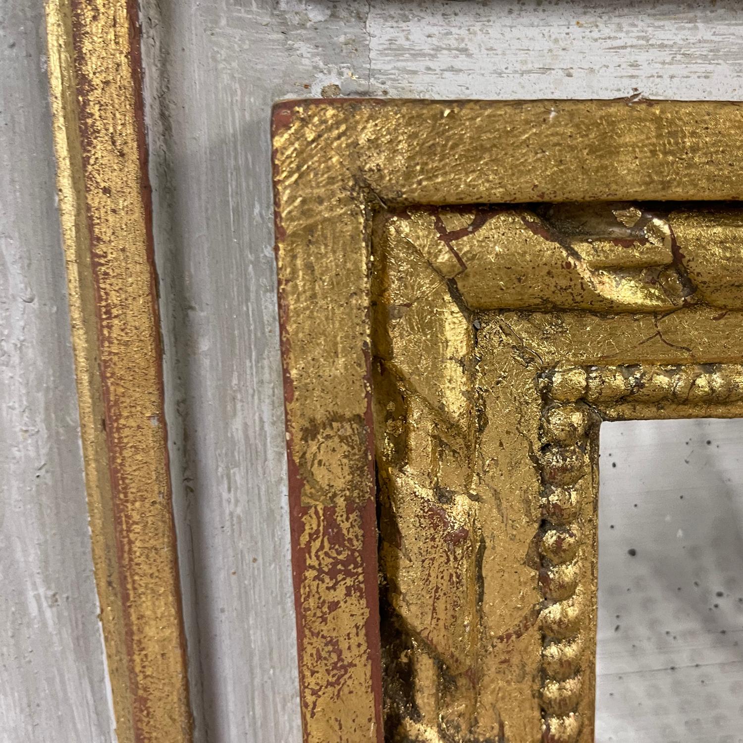 19th Century French Louis XVI Antique Gilded Wood Trumeau, Floor Glass Mirror In Good Condition For Sale In West Palm Beach, FL