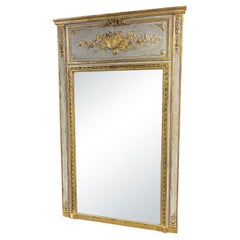 19th Century French Louis XVI Antique Gilded Wood Trumeau, Floor Glass Mirror