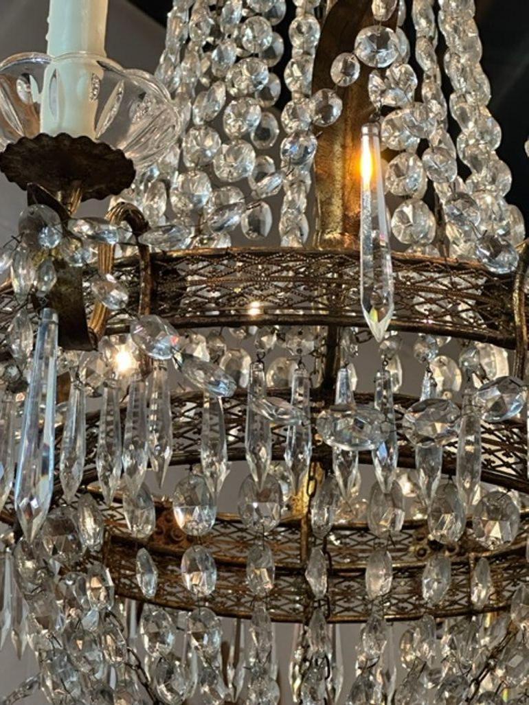 19th Century French Empire Basket Style Chandelier In Good Condition In Dallas, TX