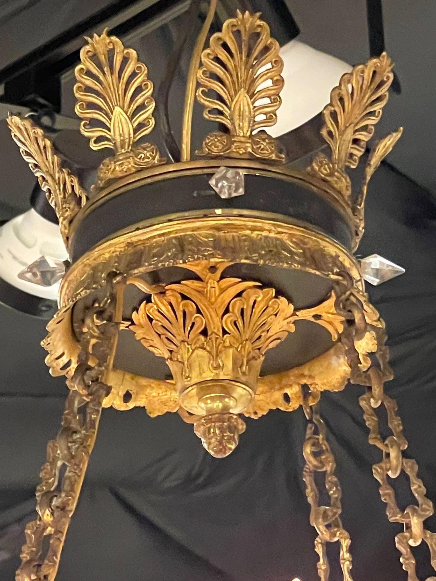 19th Century French Empire Basket Style Chandelier For Sale 2