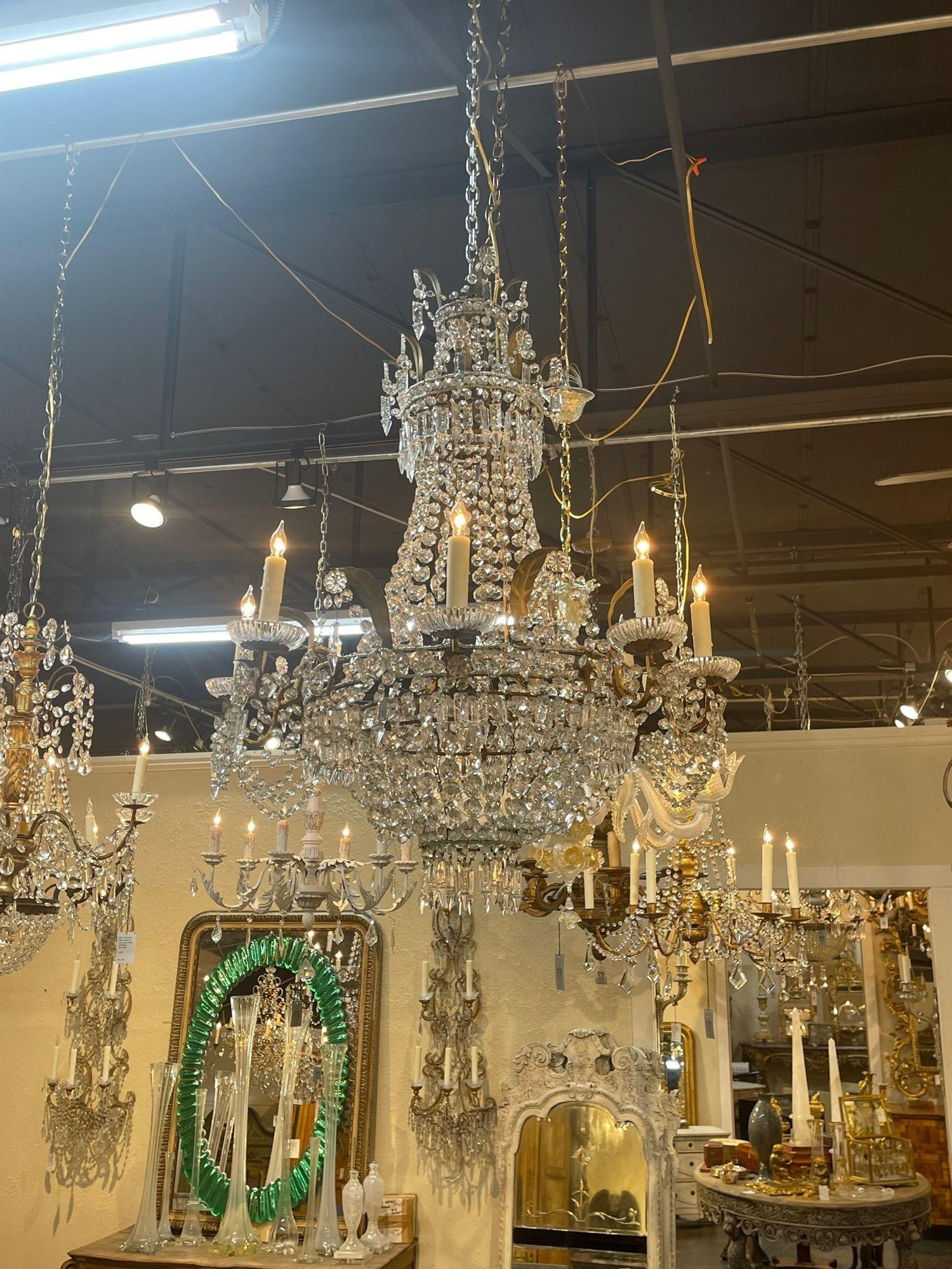 Metal 19th Century French Empire Basket Style Chandeliers