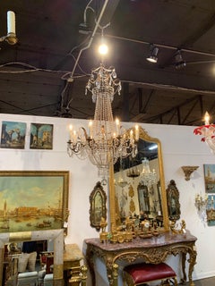 19th Century French Empire Beaded Crystal and Tole Chandelier