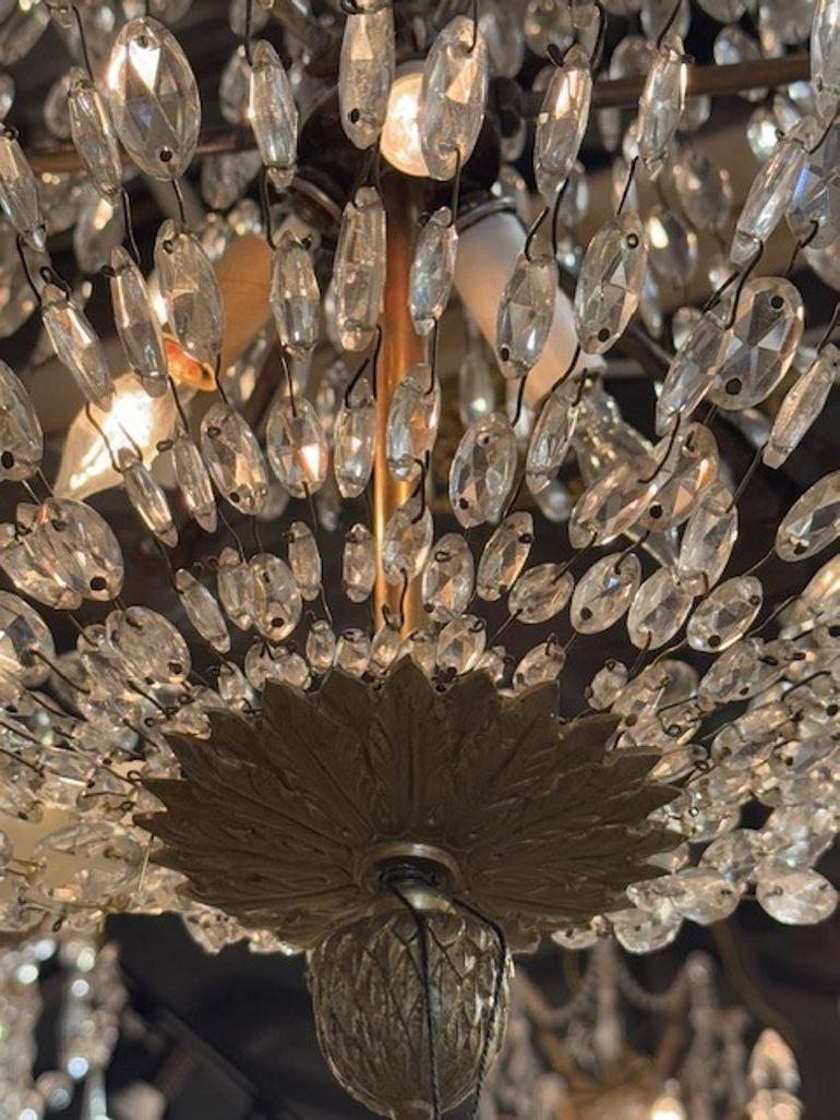 Lampadario a cesto in bronzo e cristallo Impero francese del XIX secolo In condizioni buone in vendita a Dallas, TX