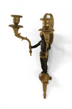 19th Century French Empire Bronze and Ebonized Caryatid Figural Wall Sconce