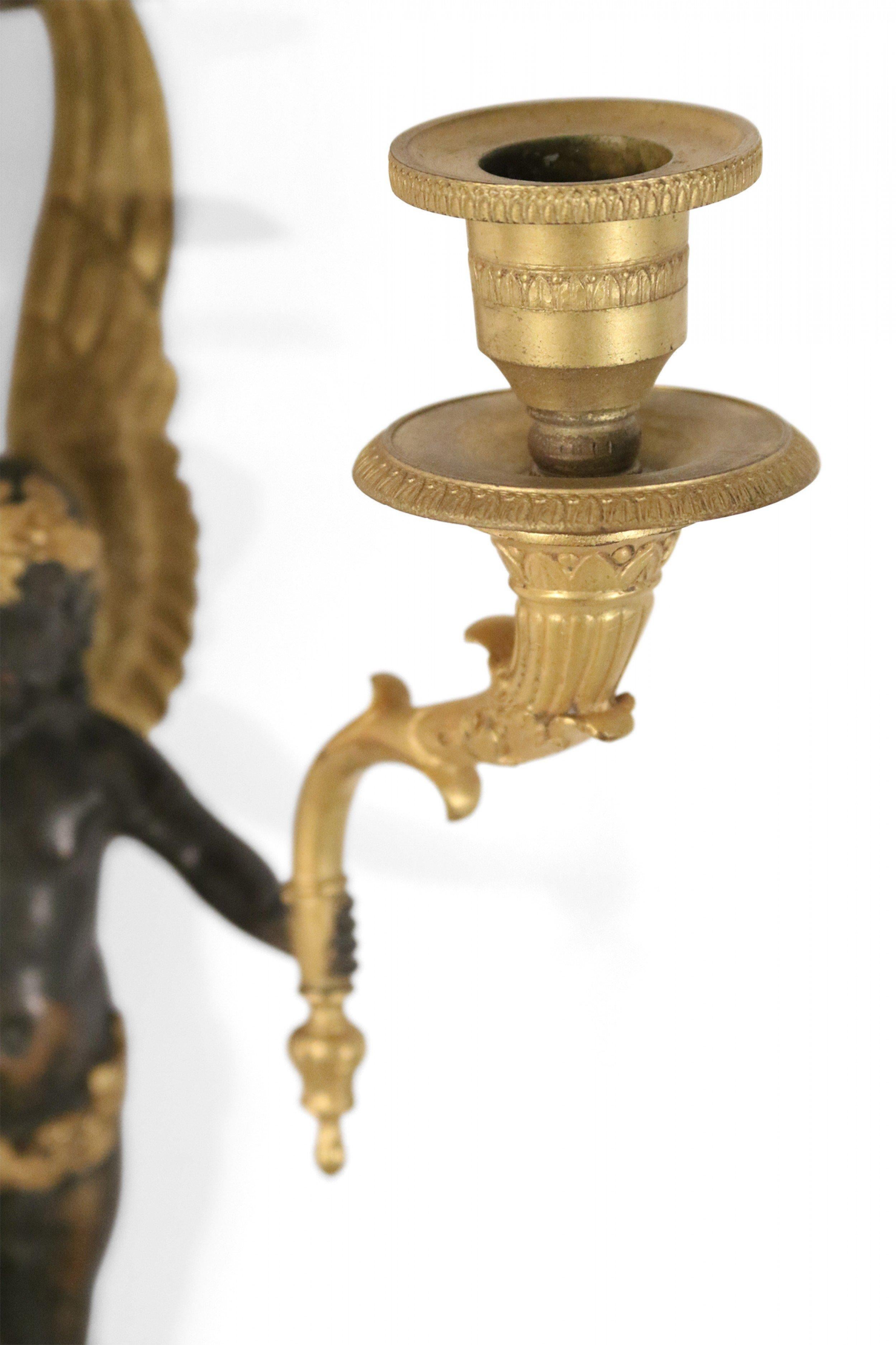 19th Century French Empire Bronze and Ebonized Caryatid Figural Wall Sconce For Sale 3