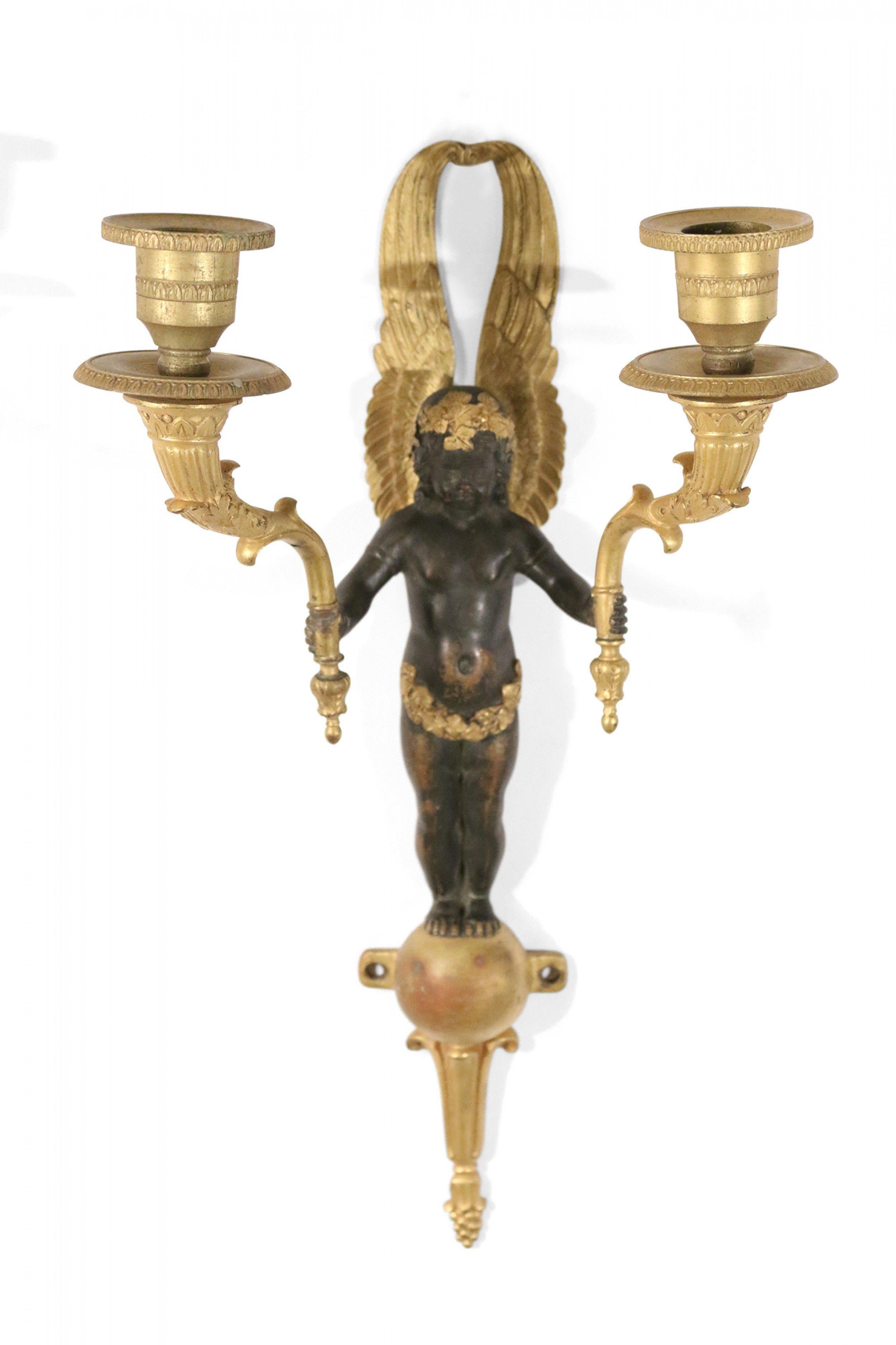 Scontrino da parete in bronzo impero francese del XIX secolo e cariatide figurata in ebano in vendita 2