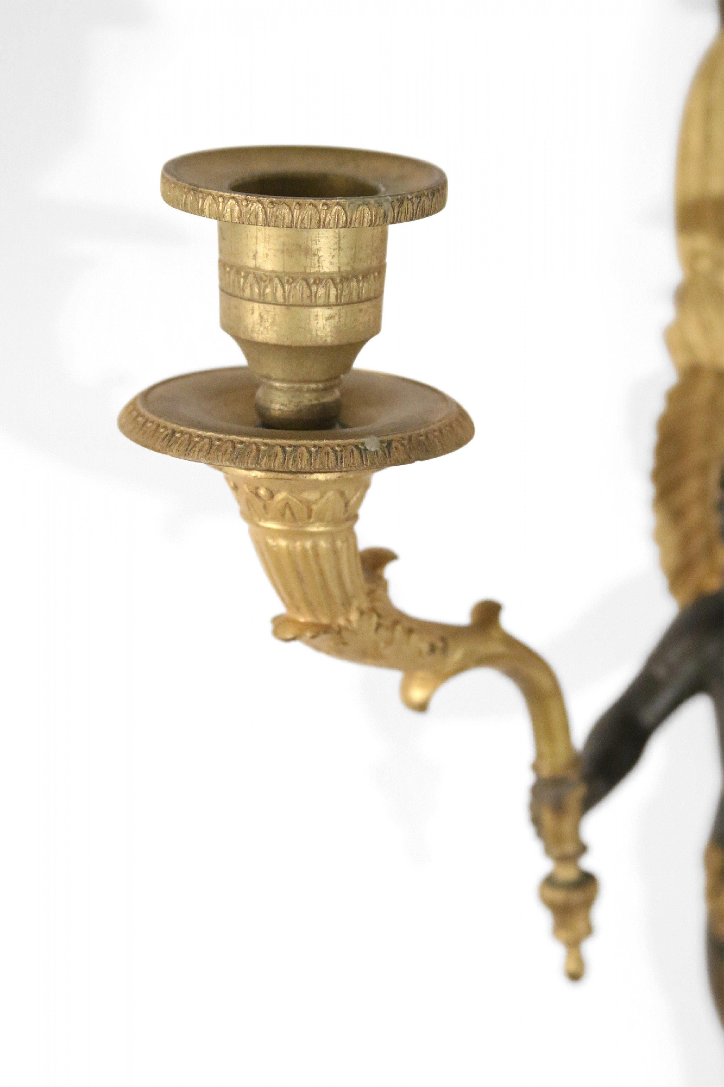 19th Century French Empire Bronze and Ebonized Caryatid Figural Wall Sconce For Sale 5