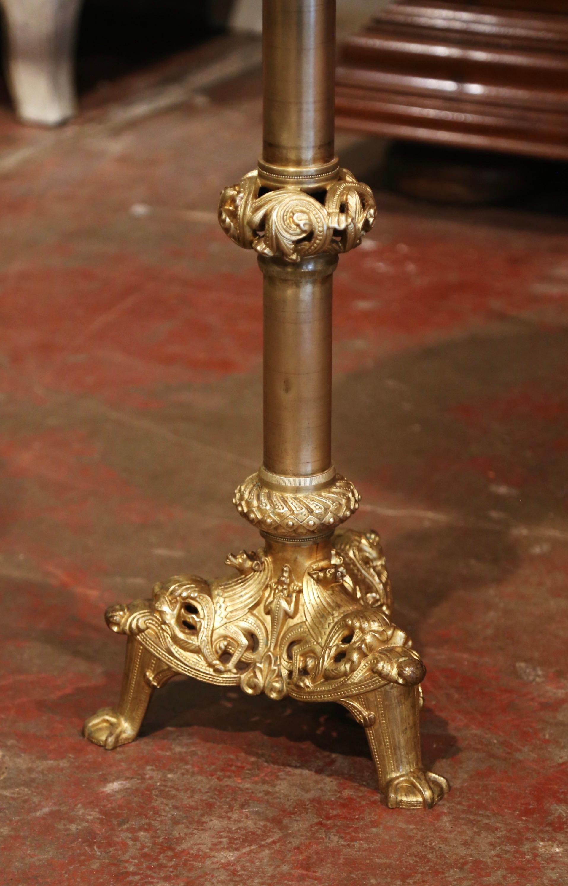 19th Century French Empire Bronze Doré and Marble Side Pedestal Table 1